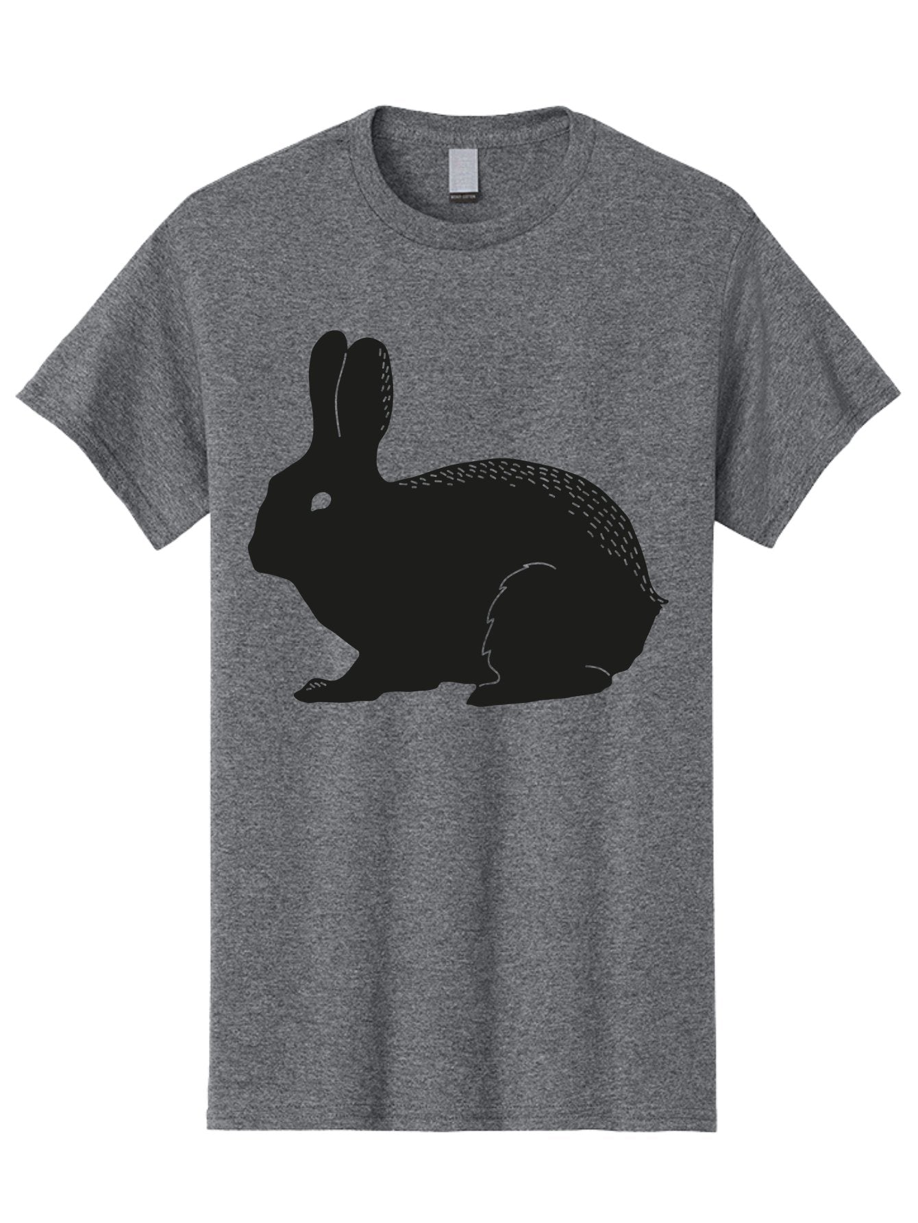 Rabbit-Silhouette Men'S Graphic Tee, 100% Cotton, Comfortable Casual Summer Wear, Machine Washable, Black Rabbit Silhouette, Rabbit Illustration, Cute Bunny, Animal Silhouette, Wildlife Art, Nature Design, Simple Graphics Aac230 11