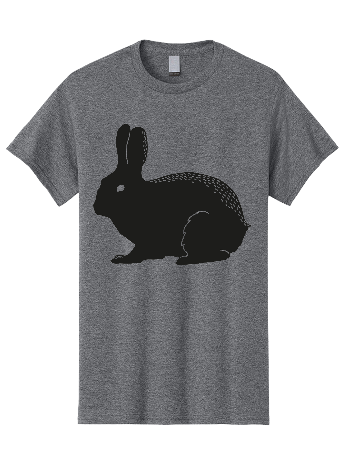 Rabbit-Silhouette Men'S Graphic Tee, 100% Cotton, Comfortable Casual Summer Wear, Machine Washable, Black Rabbit Silhouette, Rabbit Illustration, Cute Bunny, Animal Silhouette, Wildlife Art, Nature Design, Simple Graphics Aac230 7