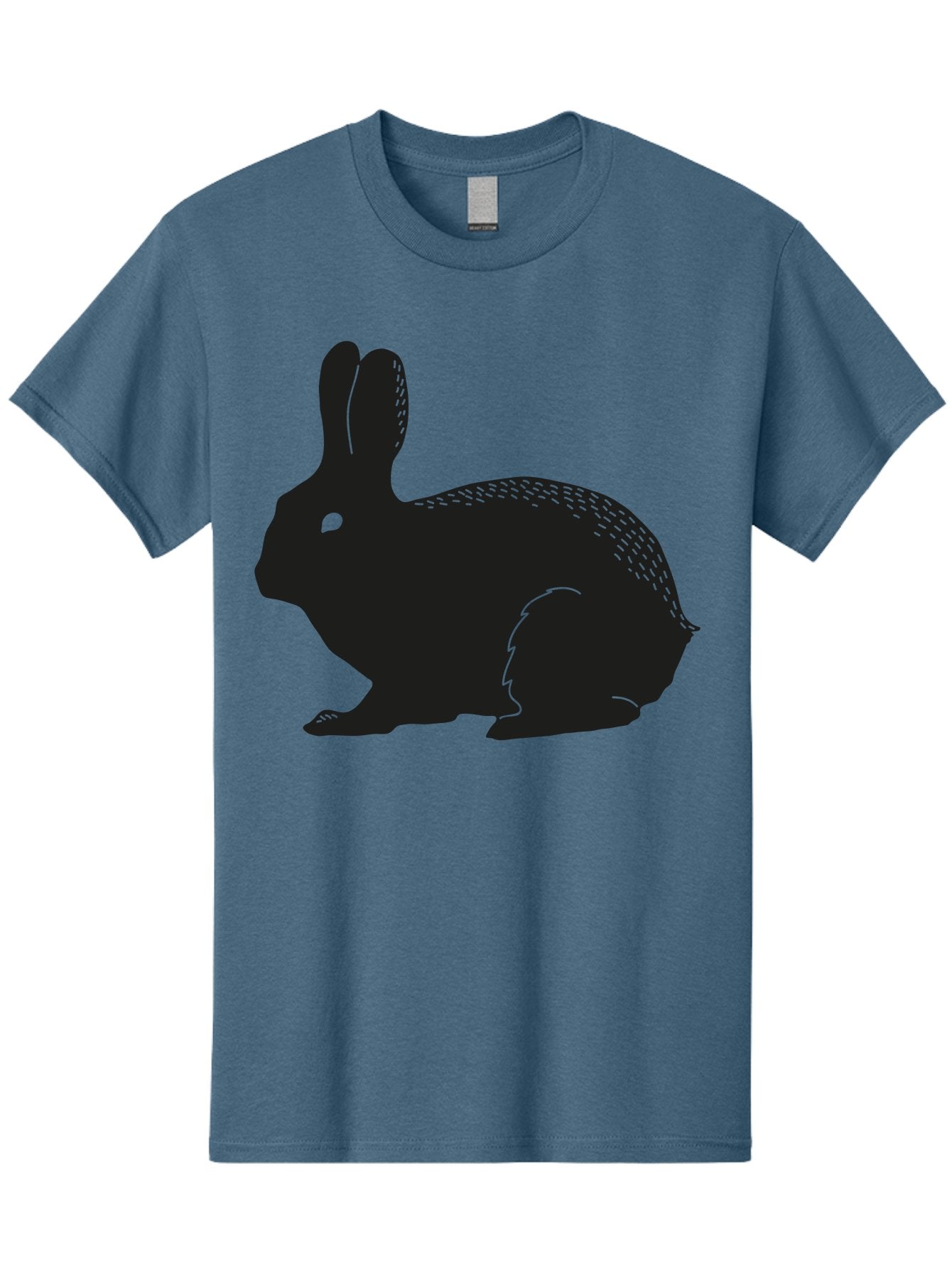Rabbit-Silhouette Men'S Graphic Tee, 100% Cotton, Comfortable Casual Summer Wear, Machine Washable, Black Rabbit Silhouette, Rabbit Illustration, Cute Bunny, Animal Silhouette, Wildlife Art, Nature Design, Simple Graphics Aac230 13