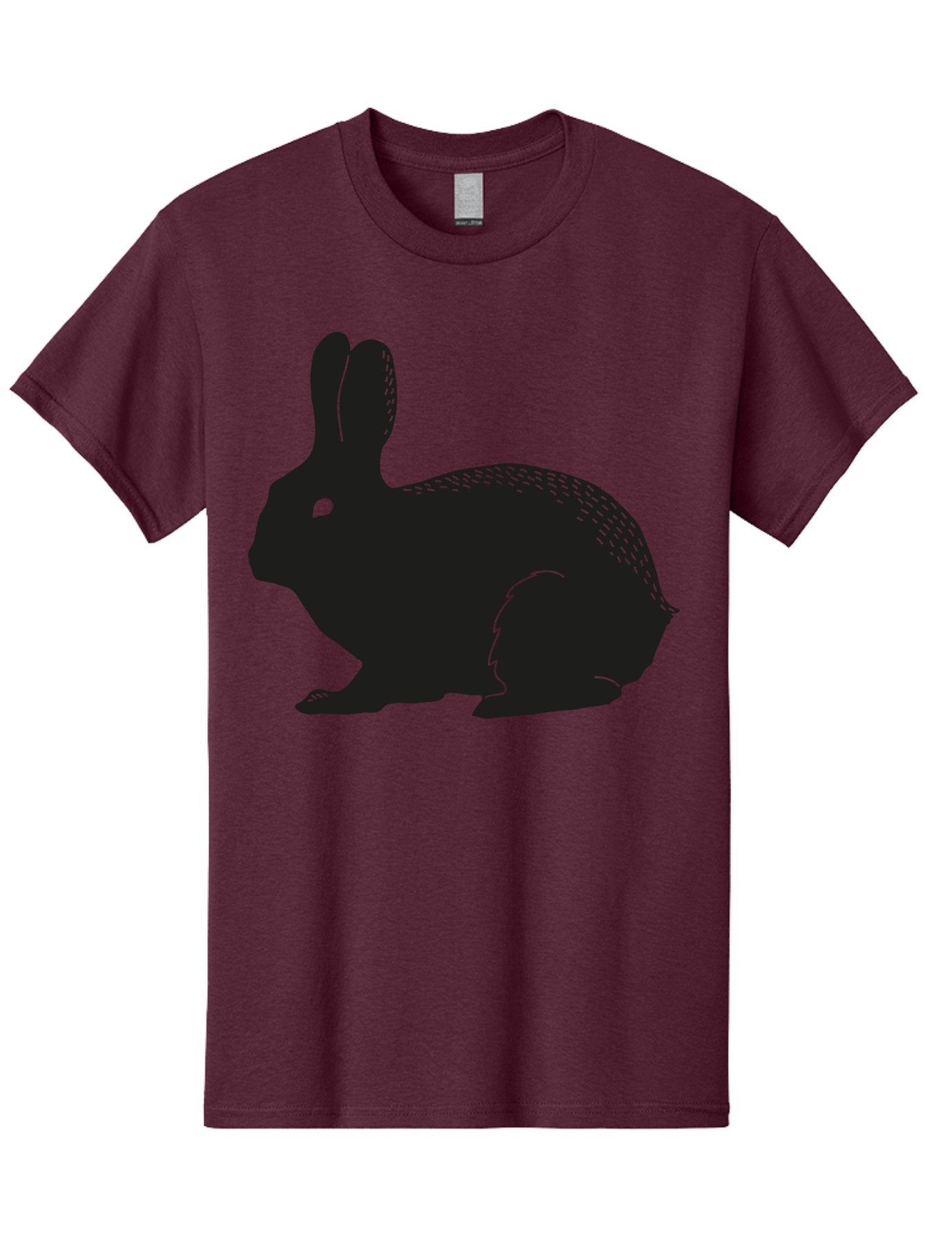 Rabbit-Silhouette Men'S Graphic Tee, 100% Cotton, Comfortable Casual Summer Wear, Machine Washable, Black Rabbit Silhouette, Rabbit Illustration, Cute Bunny, Animal Silhouette, Wildlife Art, Nature Design, Simple Graphics Aac230