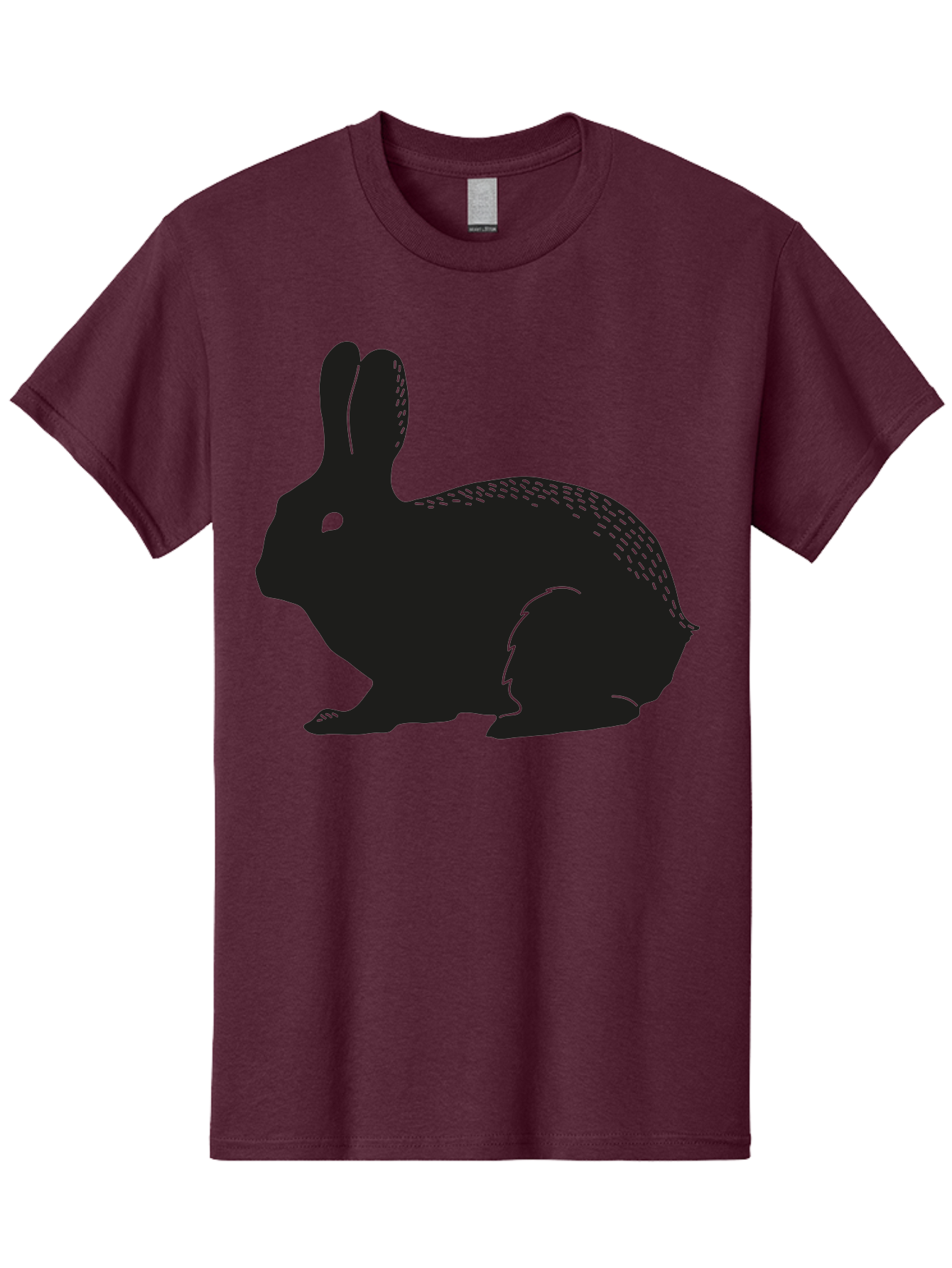 Rabbit-Silhouette Men'S Graphic Tee, 100% Cotton, Comfortable Casual Summer Wear, Machine Washable, Black Rabbit Silhouette, Rabbit Illustration, Cute Bunny, Animal Silhouette, Wildlife Art, Nature Design, Simple Graphics Aac230 19