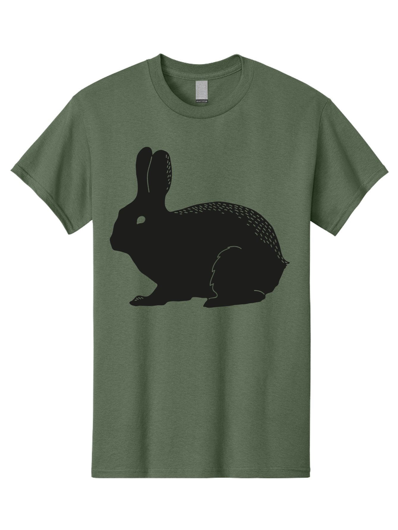 Rabbit-Silhouette Men'S Graphic Tee, 100% Cotton, Comfortable Casual Summer Wear, Machine Washable, Black Rabbit Silhouette, Rabbit Illustration, Cute Bunny, Animal Silhouette, Wildlife Art, Nature Design, Simple Graphics Aac230 4