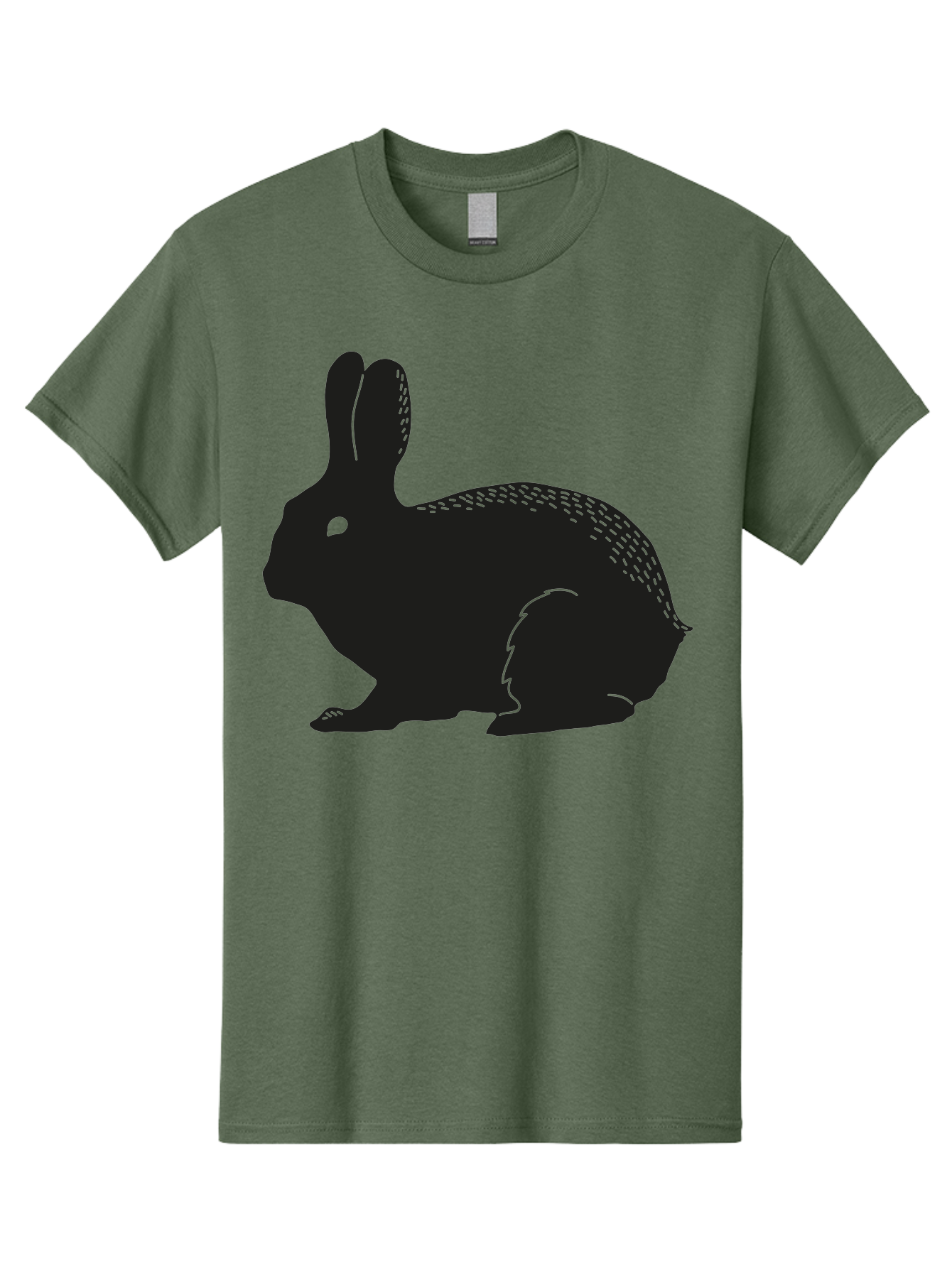 Rabbit-Silhouette Men'S Graphic Tee, 100% Cotton, Comfortable Casual Summer Wear, Machine Washable, Black Rabbit Silhouette, Rabbit Illustration, Cute Bunny, Animal Silhouette, Wildlife Art, Nature Design, Simple Graphics Aac230 23