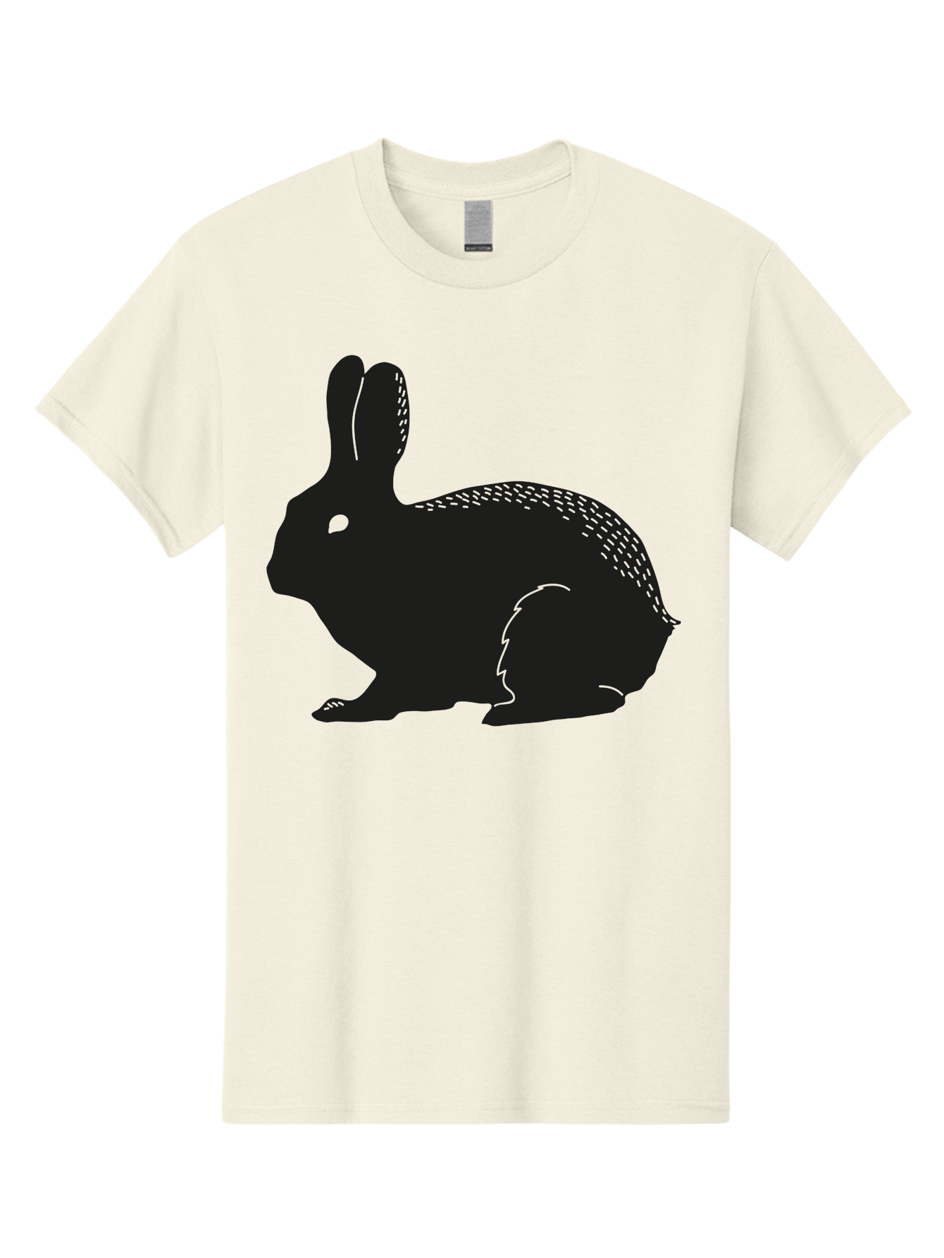 Rabbit-Silhouette Men'S Graphic Tee, 100% Cotton, Comfortable Casual Summer Wear, Machine Washable, Black Rabbit Silhouette, Rabbit Illustration, Cute Bunny, Animal Silhouette, Wildlife Art, Nature Design, Simple Graphics Aac230