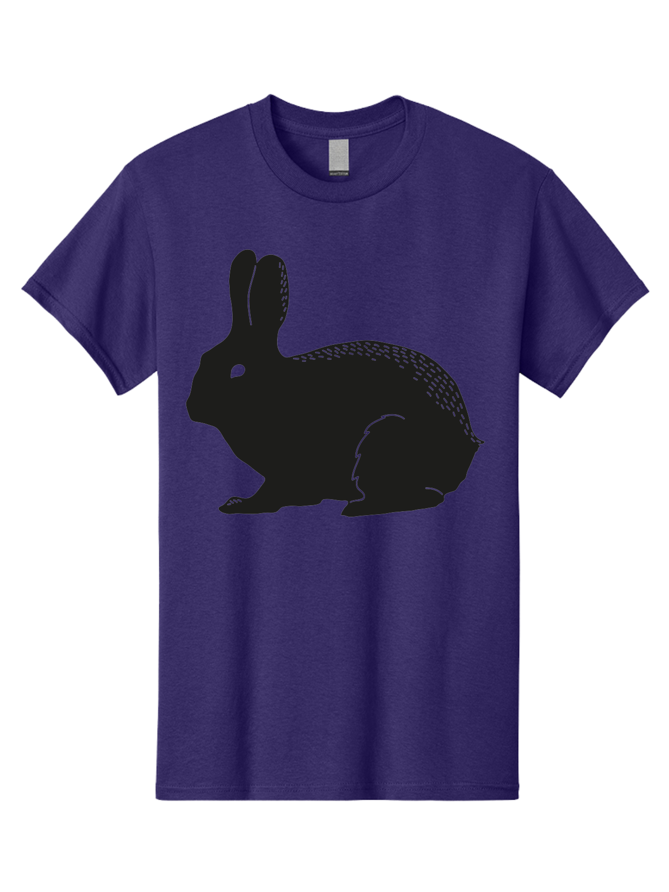 Rabbit-Silhouette Men'S Graphic Tee, 100% Cotton, Comfortable Casual Summer Wear, Machine Washable, Black Rabbit Silhouette, Rabbit Illustration, Cute Bunny, Animal Silhouette, Wildlife Art, Nature Design, Simple Graphics Aac230 11