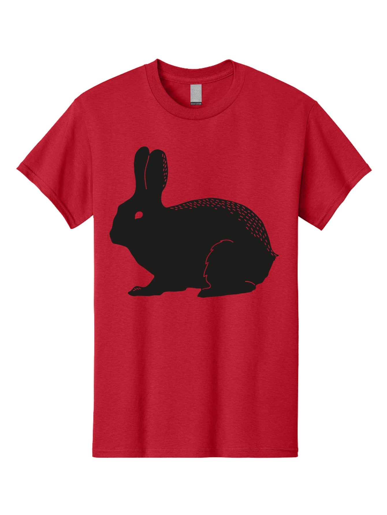 Rabbit-Silhouette Men'S Graphic Tee, 100% Cotton, Comfortable Casual Summer Wear, Machine Washable, Black Rabbit Silhouette, Rabbit Illustration, Cute Bunny, Animal Silhouette, Wildlife Art, Nature Design, Simple Graphics Aac230 12