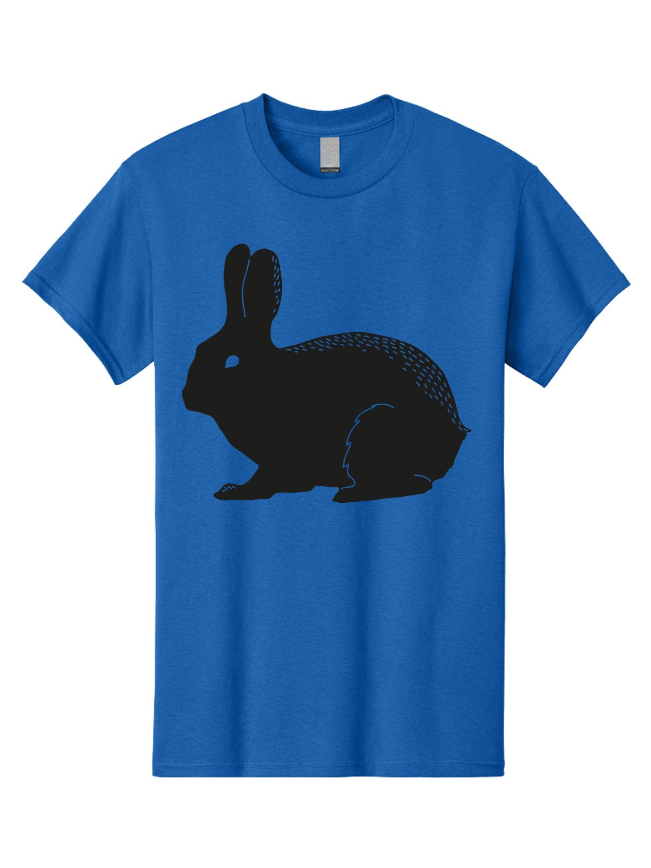 Rabbit-Silhouette Men'S Graphic Tee, 100% Cotton, Comfortable Casual Summer Wear, Machine Washable, Black Rabbit Silhouette, Rabbit Illustration, Cute Bunny, Animal Silhouette, Wildlife Art, Nature Design, Simple Graphics Aac230 5