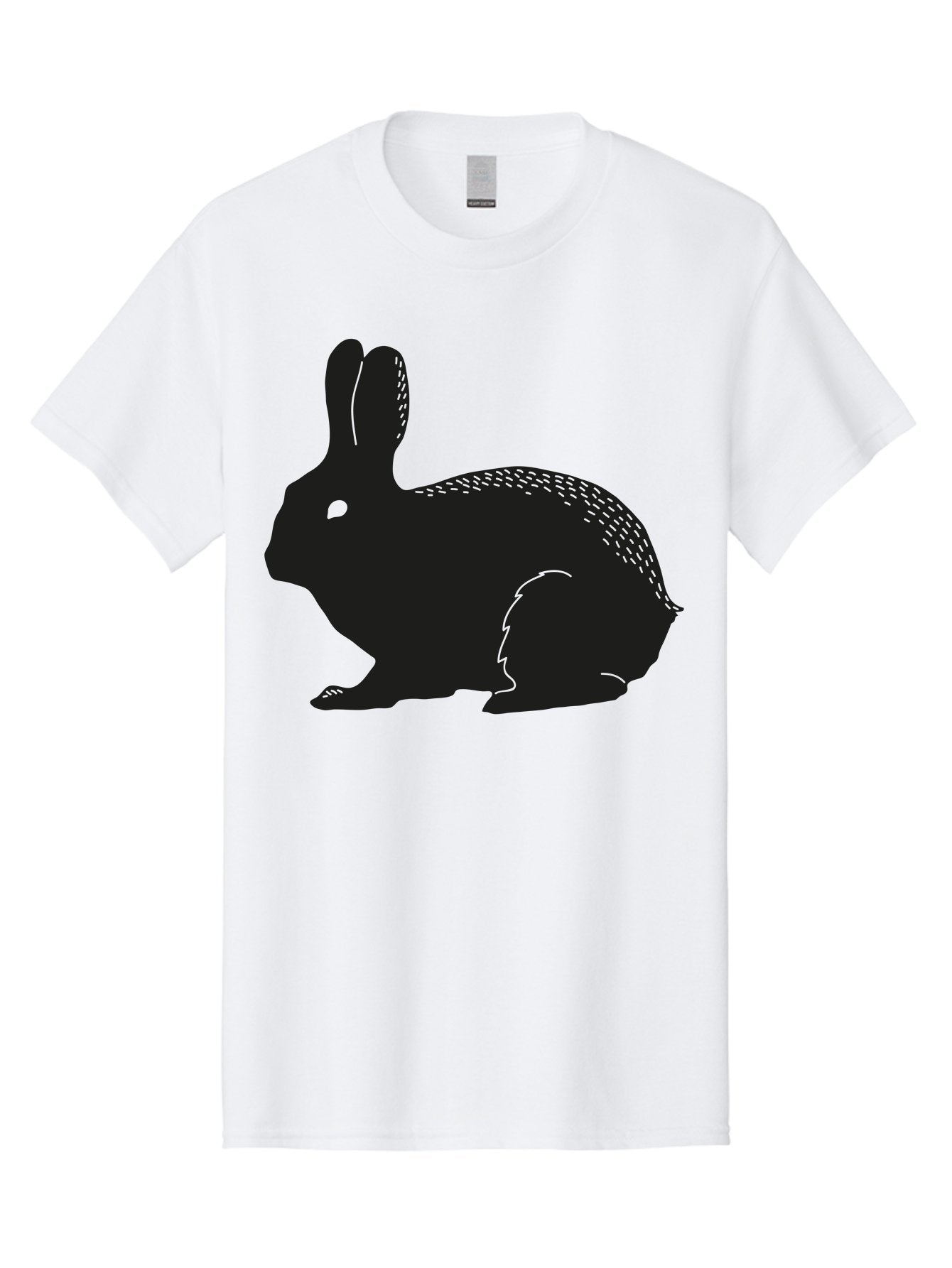 Rabbit-Silhouette Men'S Graphic Tee, 100% Cotton, Comfortable Casual Summer Wear, Machine Washable, Black Rabbit Silhouette, Rabbit Illustration, Cute Bunny, Animal Silhouette, Wildlife Art, Nature Design, Simple Graphics Aac230