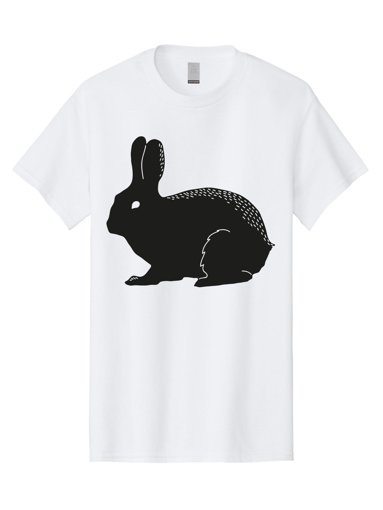 Rabbit-Silhouette Men'S Graphic Tee, 100% Cotton, Comfortable Casual Summer Wear, Machine Washable, Black Rabbit Silhouette, Rabbit Illustration, Cute Bunny, Animal Silhouette, Wildlife Art, Nature Design, Simple Graphics Aac230 21