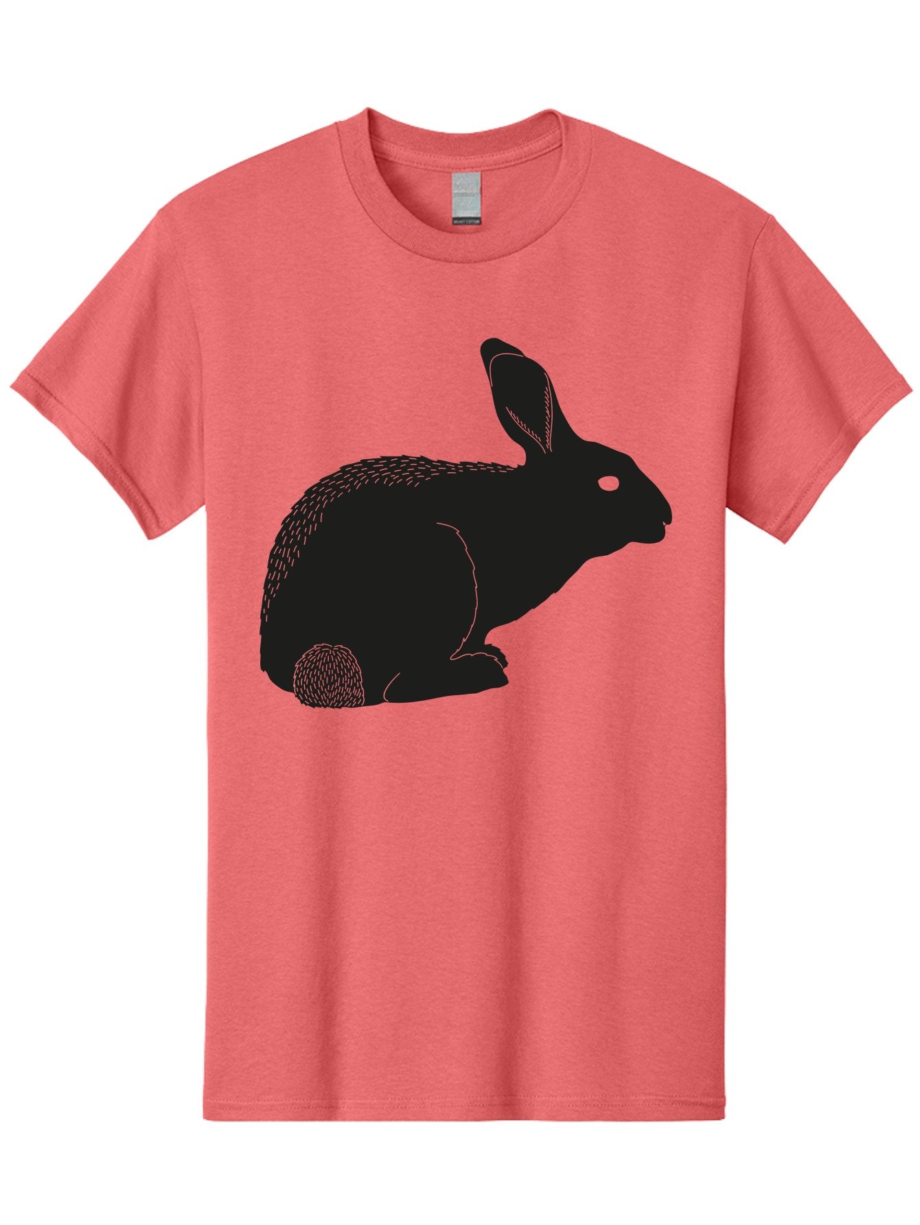 Rabbit Men'S Graphic Tee, 100% Cotton, Comfortable Casual Summer Wear, Machine Washable, Rabbit Silhouette, Simple Illustration, Black Rabbit, Cute Bunny, Side Profile, Cartoon Style, Minimal Design, Easter Symbol, Rabbit Graphics Aac231 9