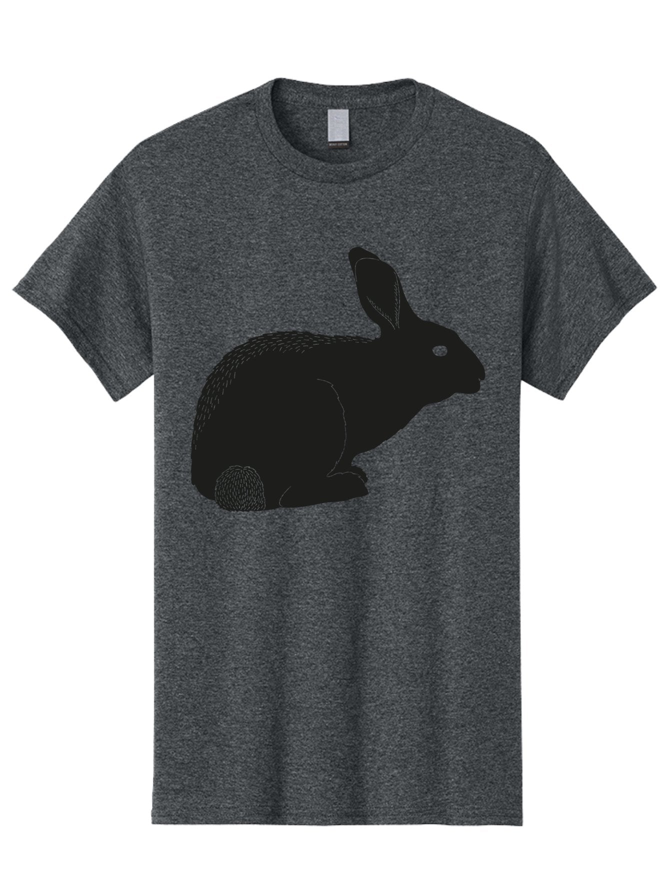 Rabbit Men'S Graphic Tee, 100% Cotton, Comfortable Casual Summer Wear, Machine Washable, Rabbit Silhouette, Simple Illustration, Black Rabbit, Cute Bunny, Side Profile, Cartoon Style, Minimal Design, Easter Symbol, Rabbit Graphics Aac231