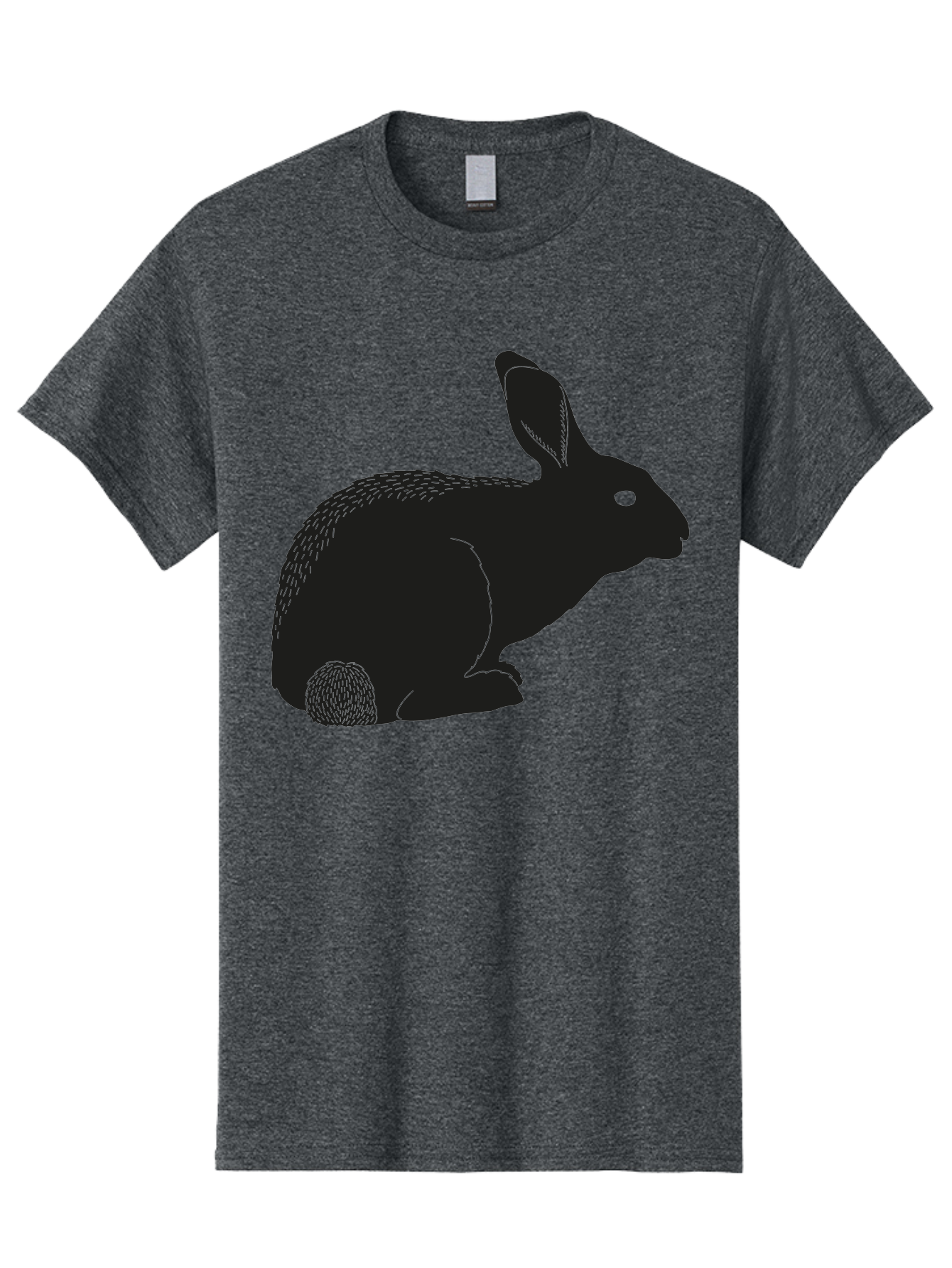 Rabbit Men'S Graphic Tee, 100% Cotton, Comfortable Casual Summer Wear, Machine Washable, Rabbit Silhouette, Simple Illustration, Black Rabbit, Cute Bunny, Side Profile, Cartoon Style, Minimal Design, Easter Symbol, Rabbit Graphics Aac231 21
