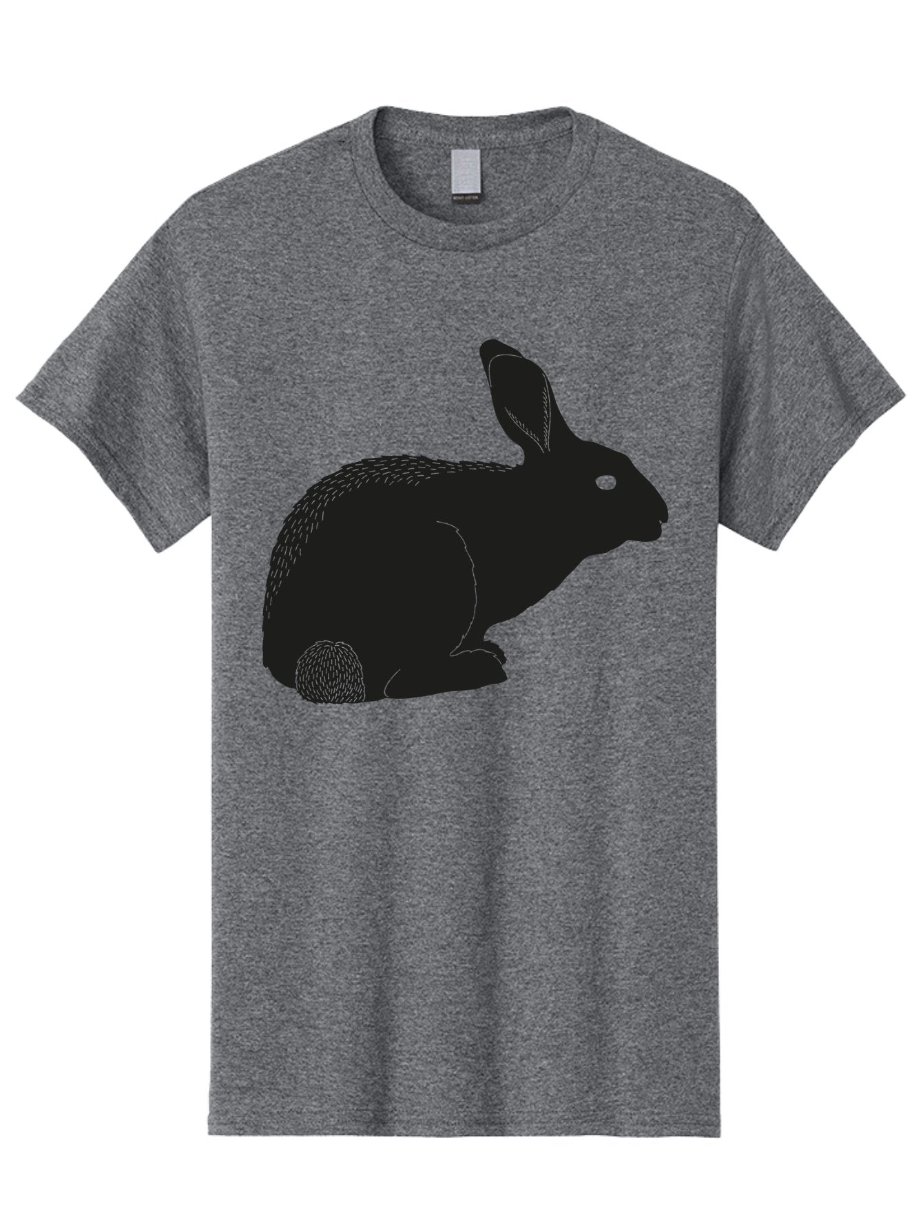 Rabbit Men'S Graphic Tee, 100% Cotton, Comfortable Casual Summer Wear, Machine Washable, Rabbit Silhouette, Simple Illustration, Black Rabbit, Cute Bunny, Side Profile, Cartoon Style, Minimal Design, Easter Symbol, Rabbit Graphics Aac231 10