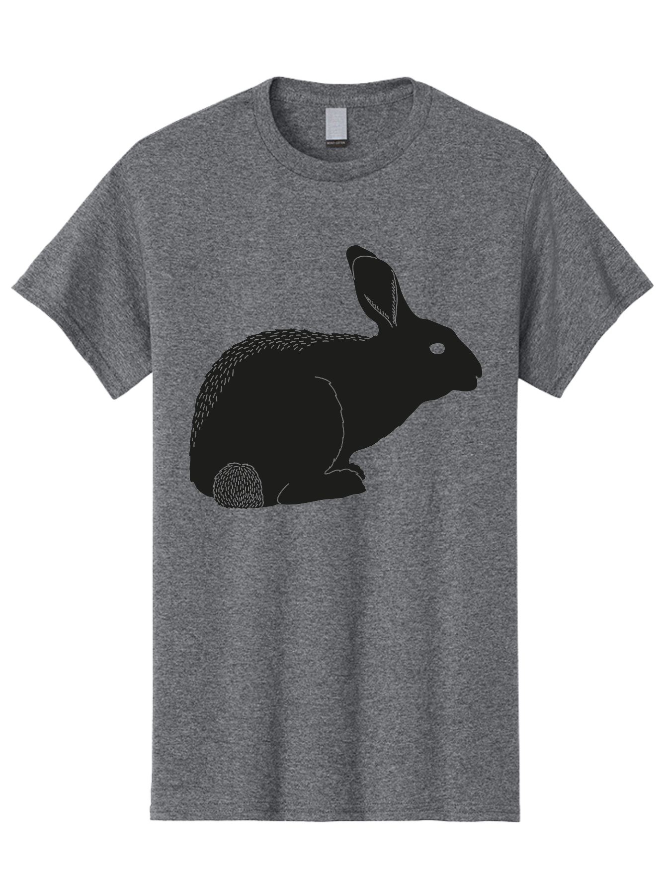 Rabbit Men'S Graphic Tee, 100% Cotton, Comfortable Casual Summer Wear, Machine Washable, Rabbit Silhouette, Simple Illustration, Black Rabbit, Cute Bunny, Side Profile, Cartoon Style, Minimal Design, Easter Symbol, Rabbit Graphics Aac231 27
