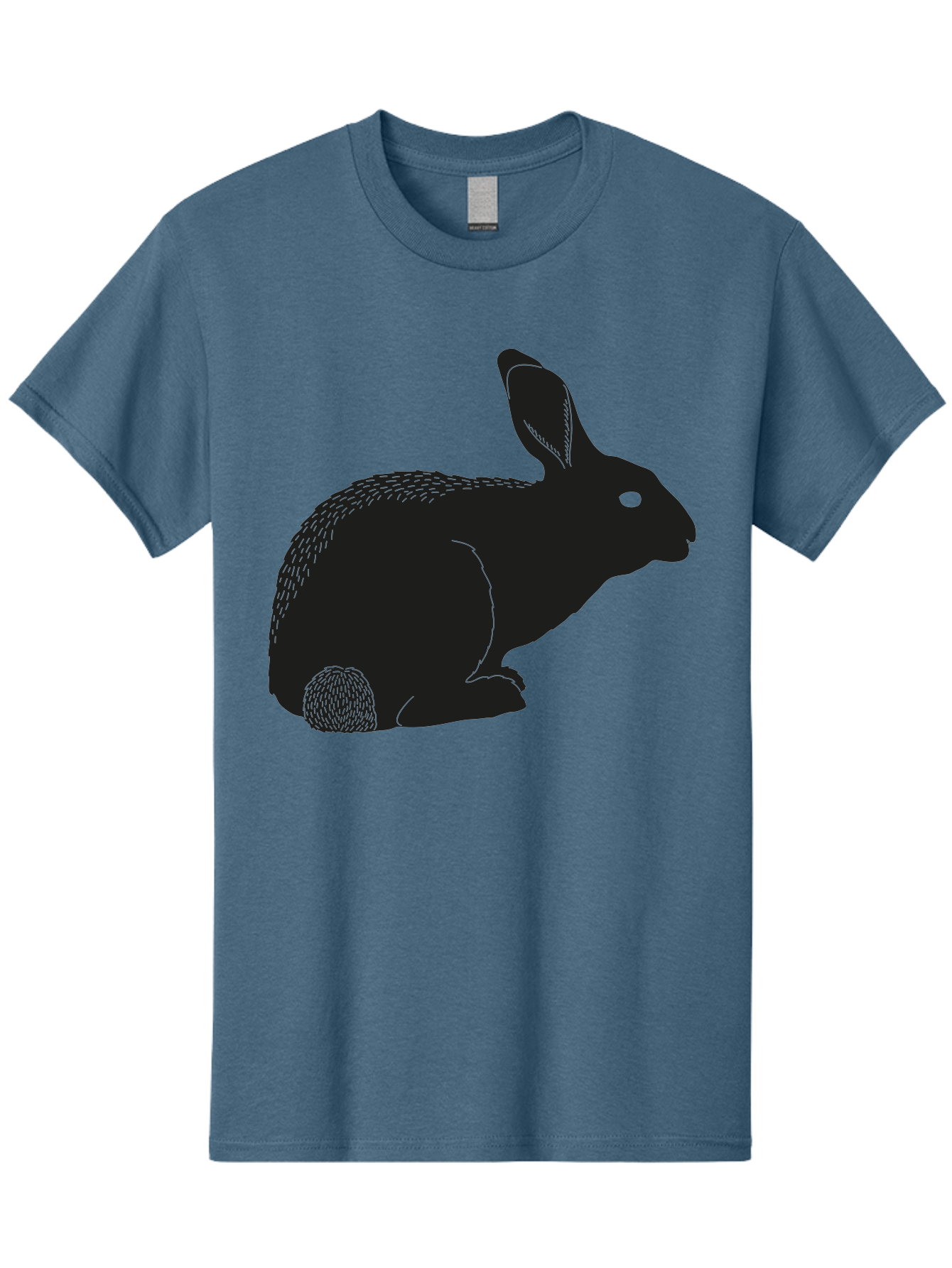 Rabbit Men'S Graphic Tee, 100% Cotton, Comfortable Casual Summer Wear, Machine Washable, Rabbit Silhouette, Simple Illustration, Black Rabbit, Cute Bunny, Side Profile, Cartoon Style, Minimal Design, Easter Symbol, Rabbit Graphics Aac231 3