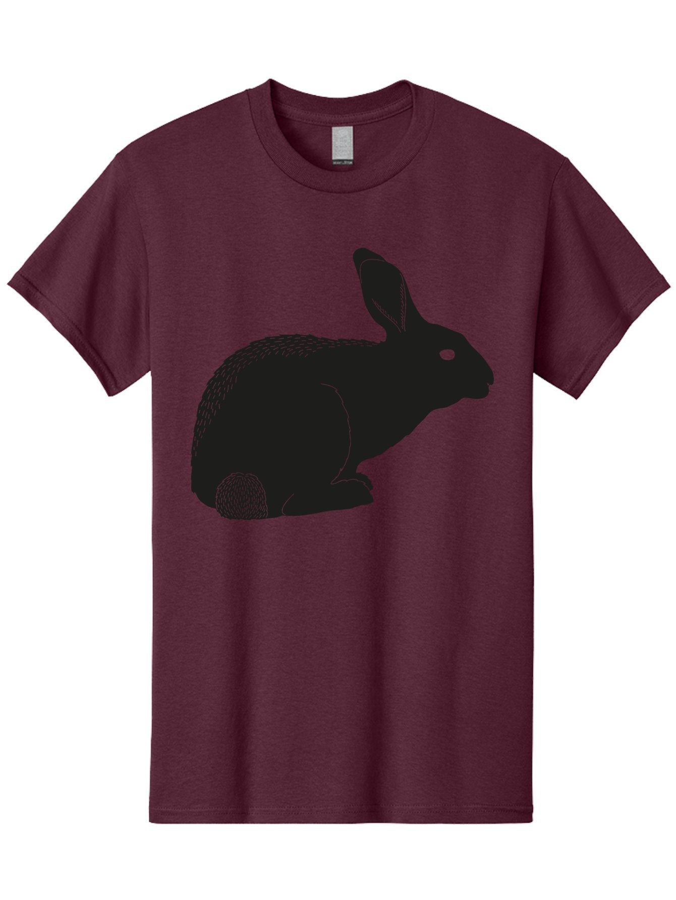 Rabbit Men'S Graphic Tee, 100% Cotton, Comfortable Casual Summer Wear, Machine Washable, Rabbit Silhouette, Simple Illustration, Black Rabbit, Cute Bunny, Side Profile, Cartoon Style, Minimal Design, Easter Symbol, Rabbit Graphics Aac231