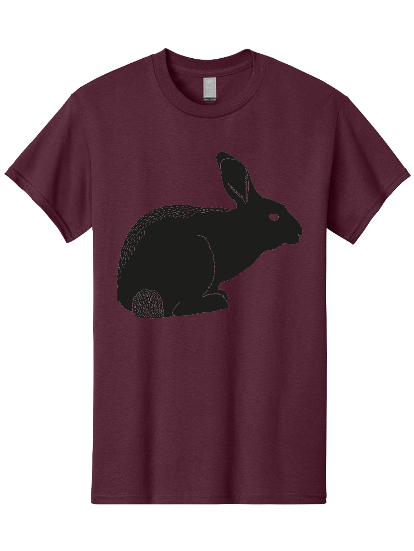 Rabbit Men'S Graphic Tee, 100% Cotton, Comfortable Casual Summer Wear, Machine Washable, Rabbit Silhouette, Simple Illustration, Black Rabbit, Cute Bunny, Side Profile, Cartoon Style, Minimal Design, Easter Symbol, Rabbit Graphics Aac231 19