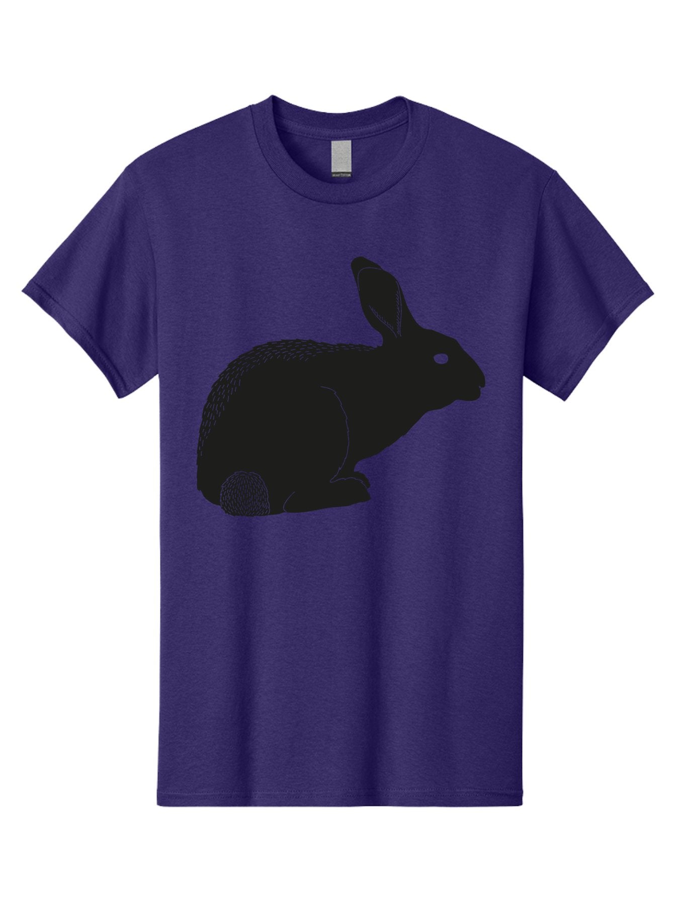 Rabbit Men'S Graphic Tee, 100% Cotton, Comfortable Casual Summer Wear, Machine Washable, Rabbit Silhouette, Simple Illustration, Black Rabbit, Cute Bunny, Side Profile, Cartoon Style, Minimal Design, Easter Symbol, Rabbit Graphics Aac231 12