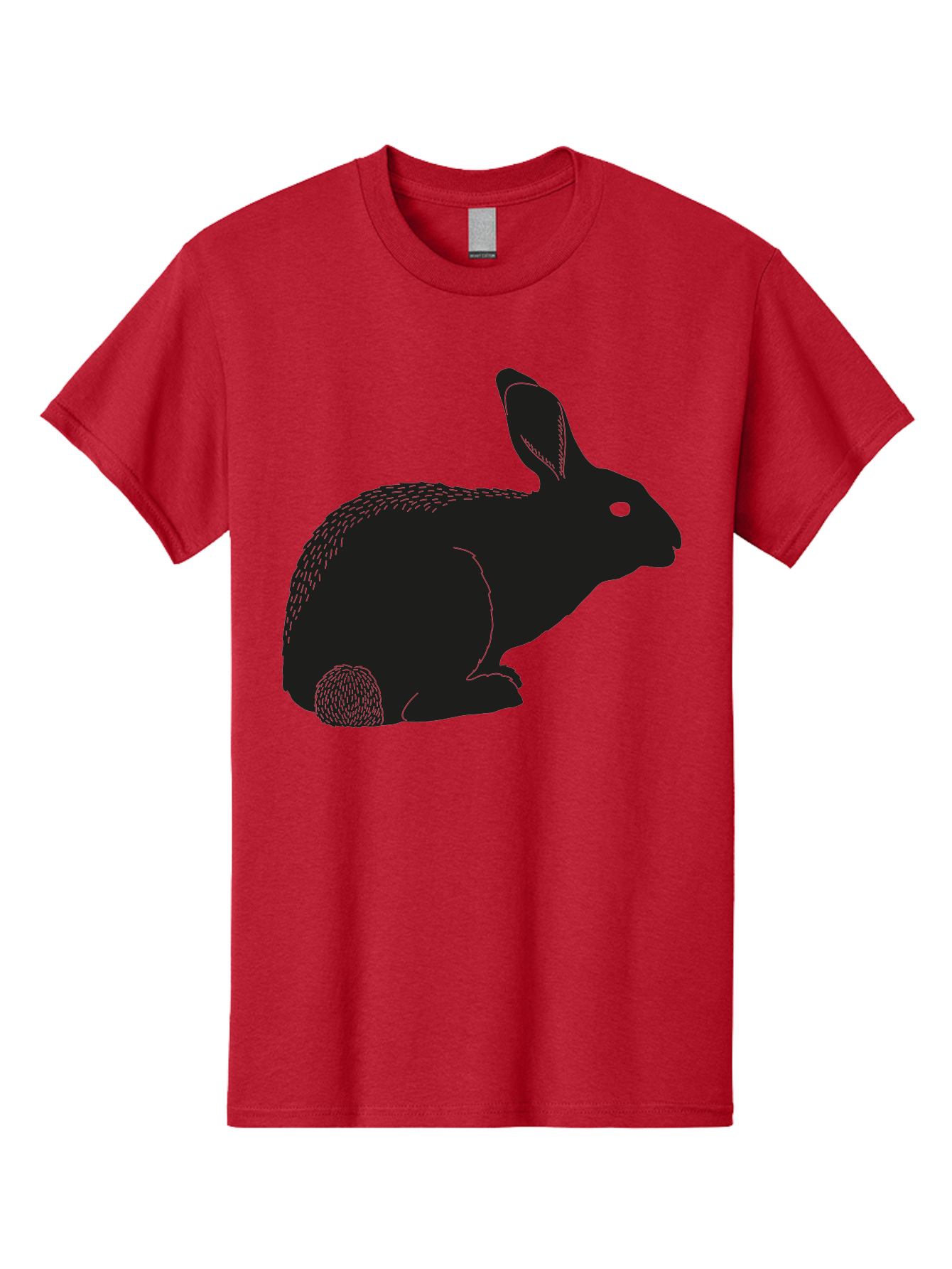Rabbit Men'S Graphic Tee, 100% Cotton, Comfortable Casual Summer Wear, Machine Washable, Rabbit Silhouette, Simple Illustration, Black Rabbit, Cute Bunny, Side Profile, Cartoon Style, Minimal Design, Easter Symbol, Rabbit Graphics Aac231 23