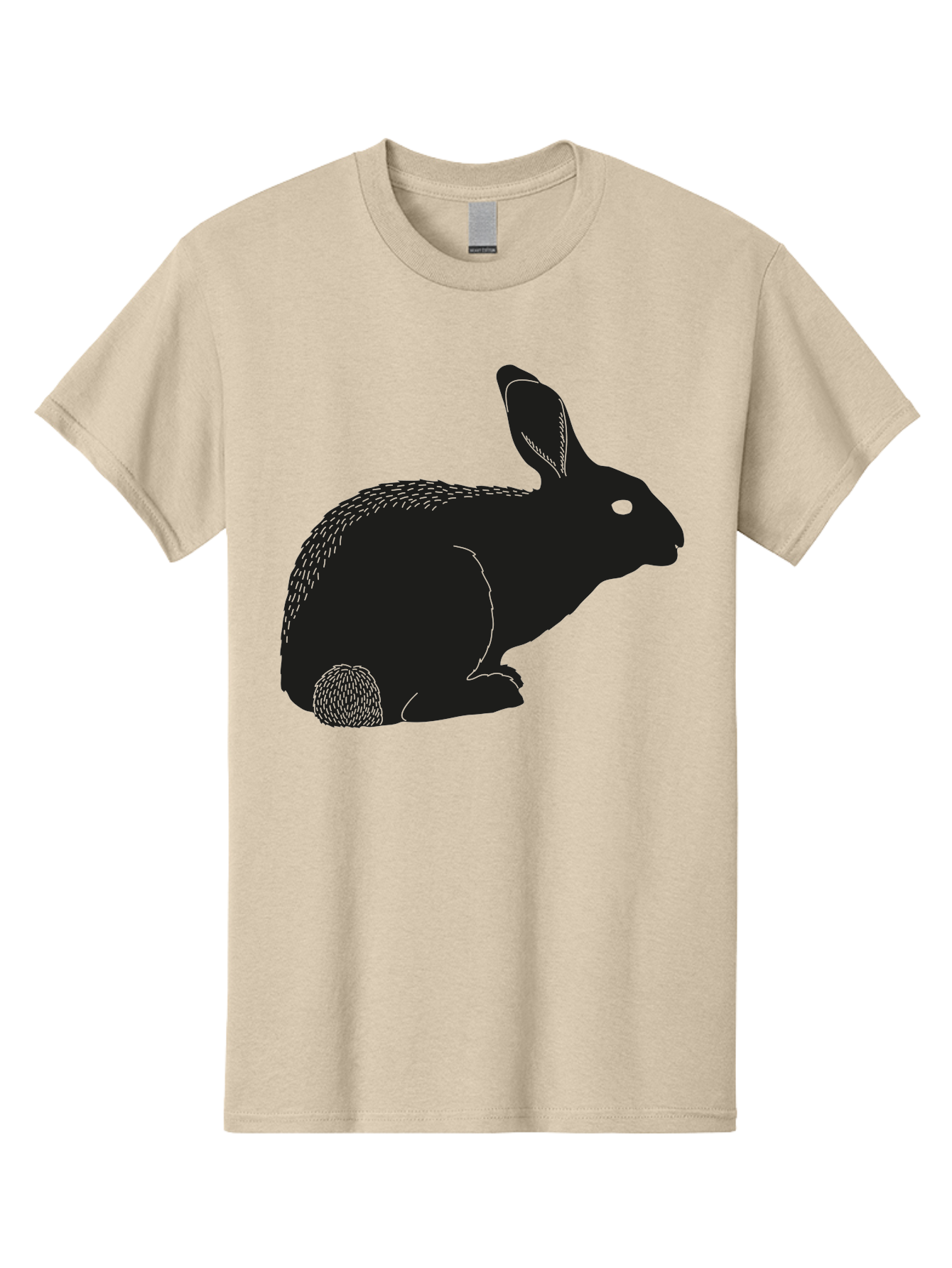 Rabbit Men'S Graphic Tee, 100% Cotton, Comfortable Casual Summer Wear, Machine Washable, Rabbit Silhouette, Simple Illustration, Black Rabbit, Cute Bunny, Side Profile, Cartoon Style, Minimal Design, Easter Symbol, Rabbit Graphics Aac231 13
