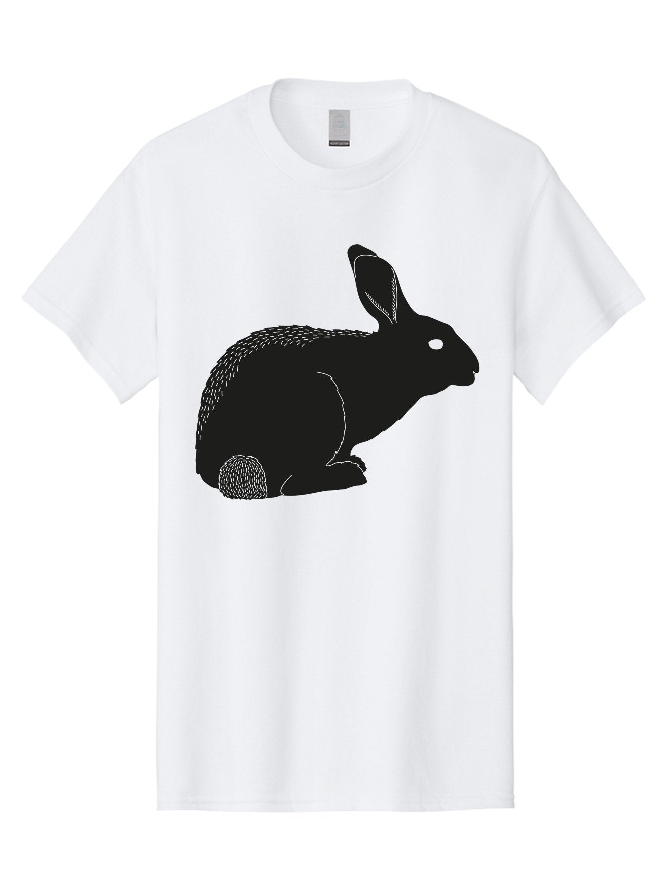 Rabbit Men'S Graphic Tee, 100% Cotton, Comfortable Casual Summer Wear, Machine Washable, Rabbit Silhouette, Simple Illustration, Black Rabbit, Cute Bunny, Side Profile, Cartoon Style, Minimal Design, Easter Symbol, Rabbit Graphics Aac231 7