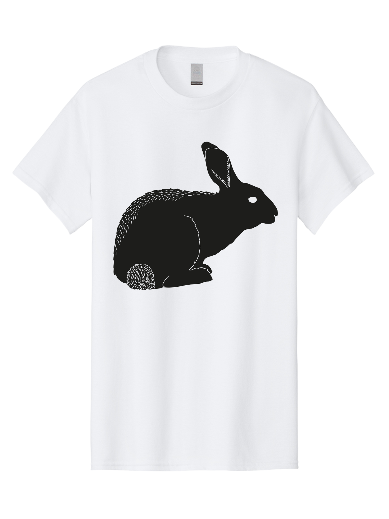 Rabbit Men'S Graphic Tee, 100% Cotton, Comfortable Casual Summer Wear, Machine Washable, Rabbit Silhouette, Simple Illustration, Black Rabbit, Cute Bunny, Side Profile, Cartoon Style, Minimal Design, Easter Symbol, Rabbit Graphics Aac231 25