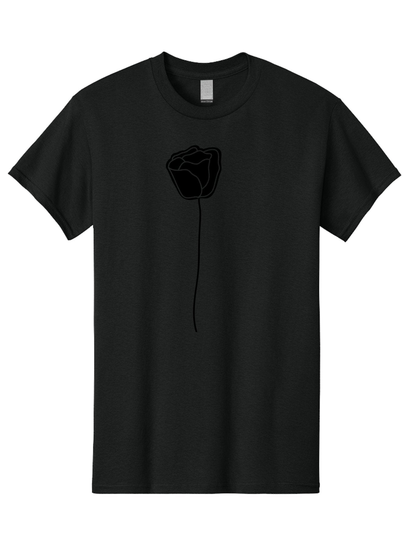Rose-Illustration Men'S Graphic Tee, 100% Cotton, Comfortable Casual Summer Wear, Machine Washable, Black Rose Silhouette, Simple Line Art, Minimalist Design, Elegant Flower, Symbolic Rose, Modern Illustration, Bold Graphics Aac232