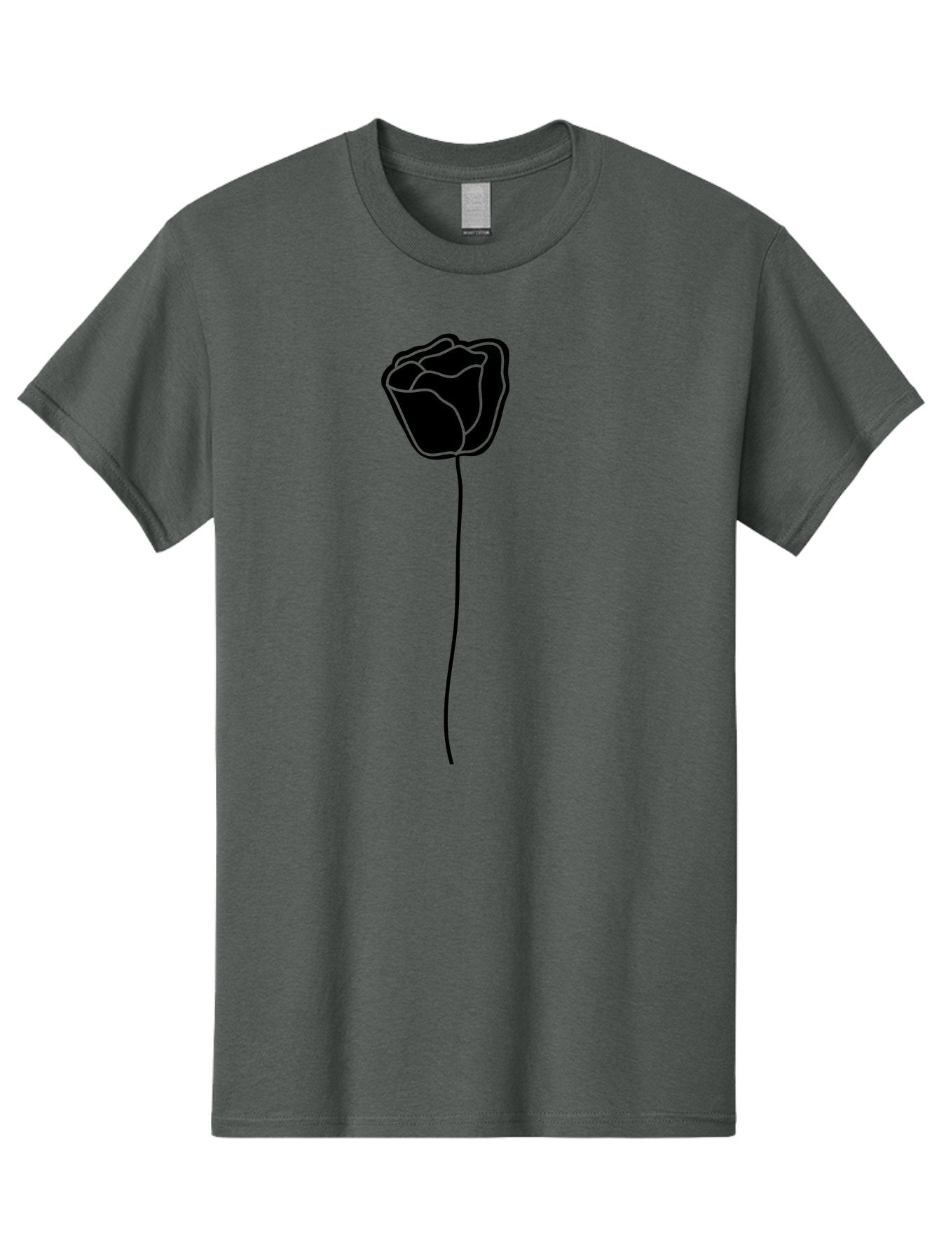 Rose-Illustration Men'S Graphic Tee, 100% Cotton, Comfortable Casual Summer Wear, Machine Washable, Black Rose Silhouette, Simple Line Art, Minimalist Design, Elegant Flower, Symbolic Rose, Modern Illustration, Bold Graphics Aac232 9