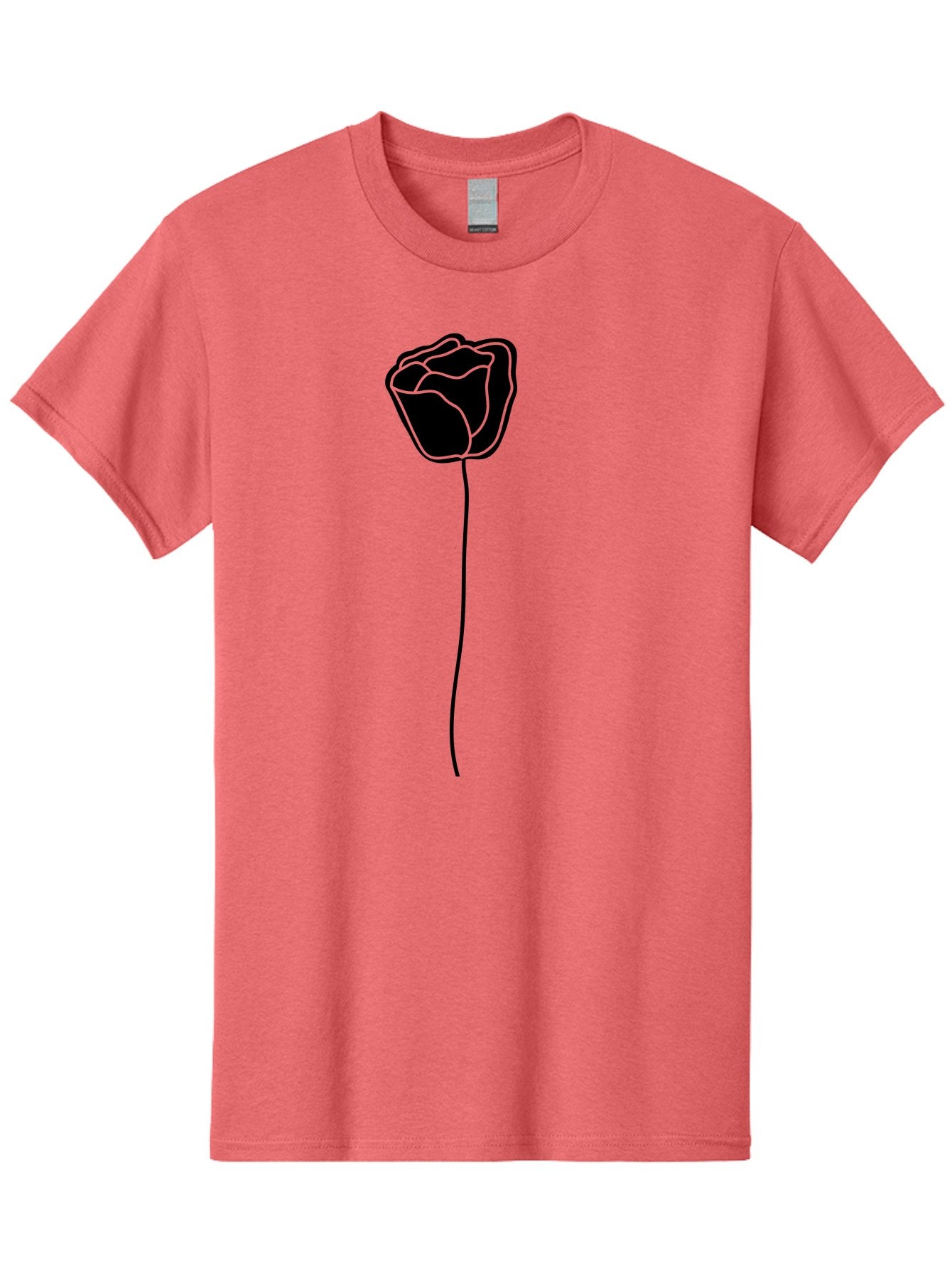 Rose-Illustration Men'S Graphic Tee, 100% Cotton, Comfortable Casual Summer Wear, Machine Washable, Black Rose Silhouette, Simple Line Art, Minimalist Design, Elegant Flower, Symbolic Rose, Modern Illustration, Bold Graphics Aac232 11