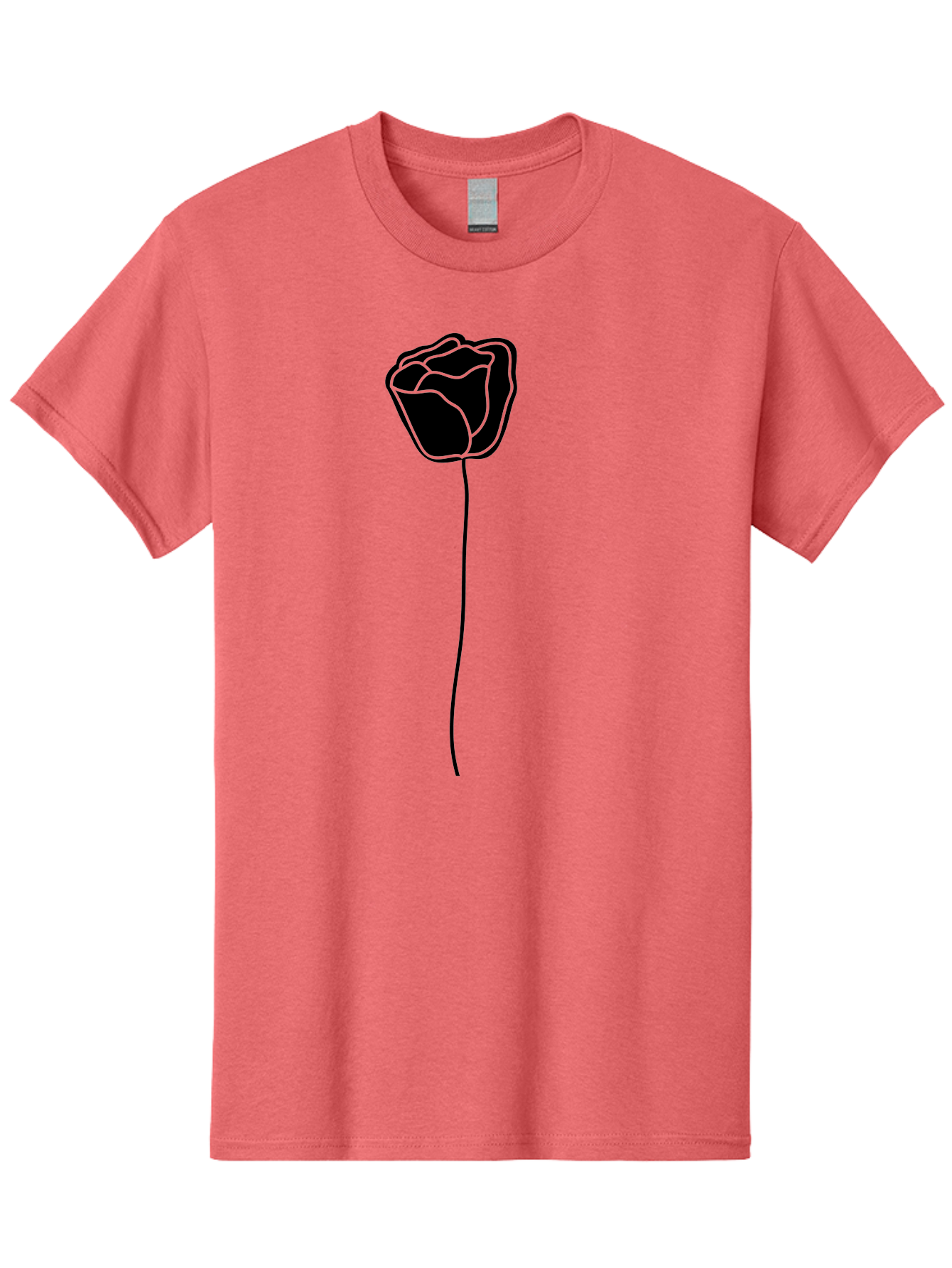 Rose-Illustration Men'S Graphic Tee, 100% Cotton, Comfortable Casual Summer Wear, Machine Washable, Black Rose Silhouette, Simple Line Art, Minimalist Design, Elegant Flower, Symbolic Rose, Modern Illustration, Bold Graphics Aac232 7