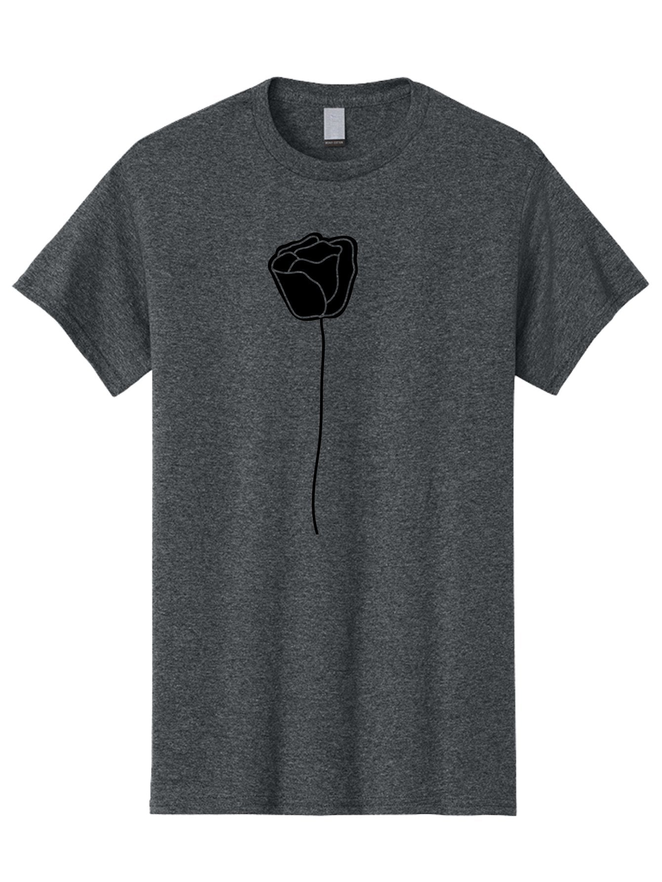 Rose-Illustration Men'S Graphic Tee, 100% Cotton, Comfortable Casual Summer Wear, Machine Washable, Black Rose Silhouette, Simple Line Art, Minimalist Design, Elegant Flower, Symbolic Rose, Modern Illustration, Bold Graphics Aac232 5