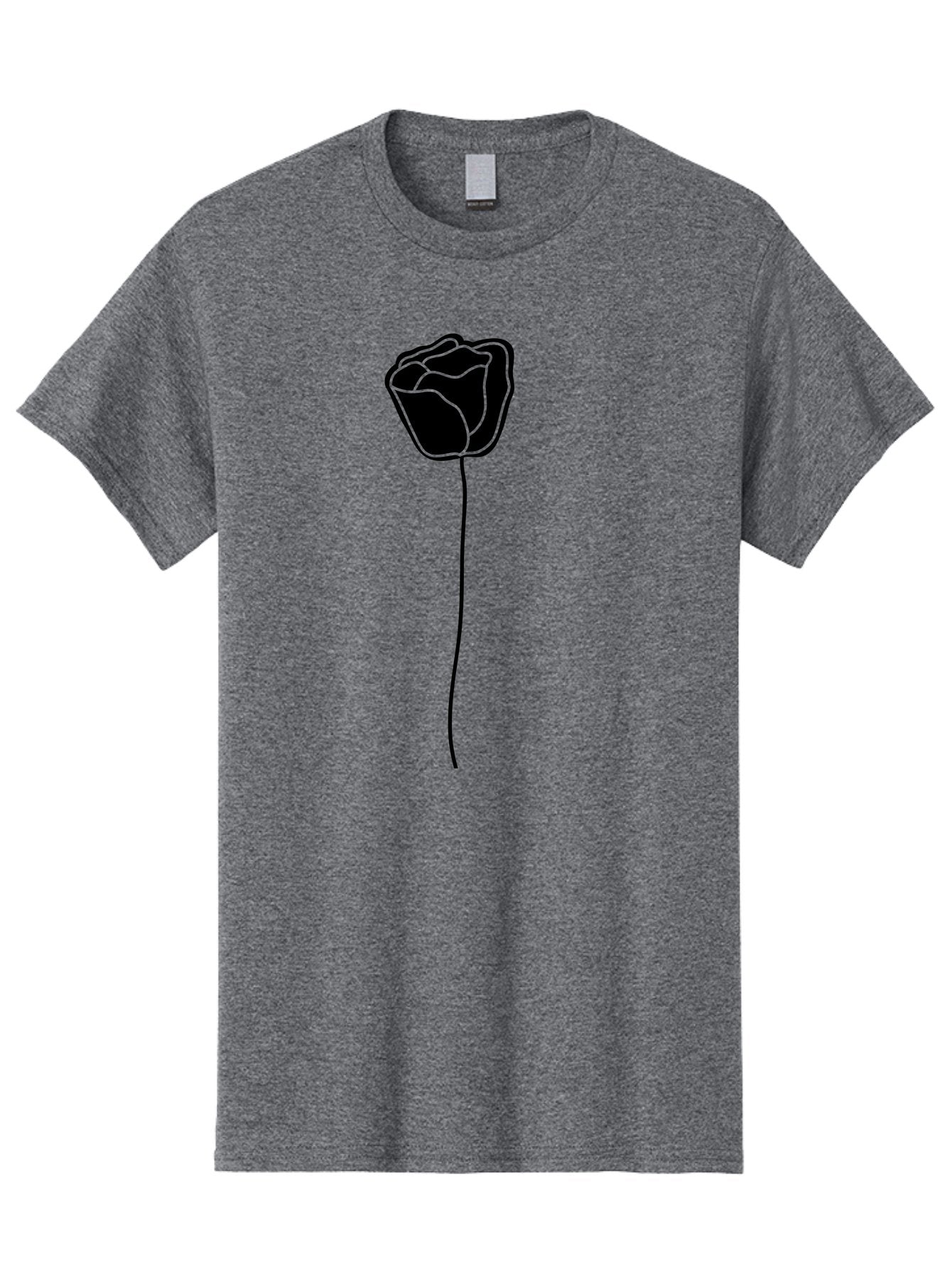 Rose-Illustration Men'S Graphic Tee, 100% Cotton, Comfortable Casual Summer Wear, Machine Washable, Black Rose Silhouette, Simple Line Art, Minimalist Design, Elegant Flower, Symbolic Rose, Modern Illustration, Bold Graphics Aac232