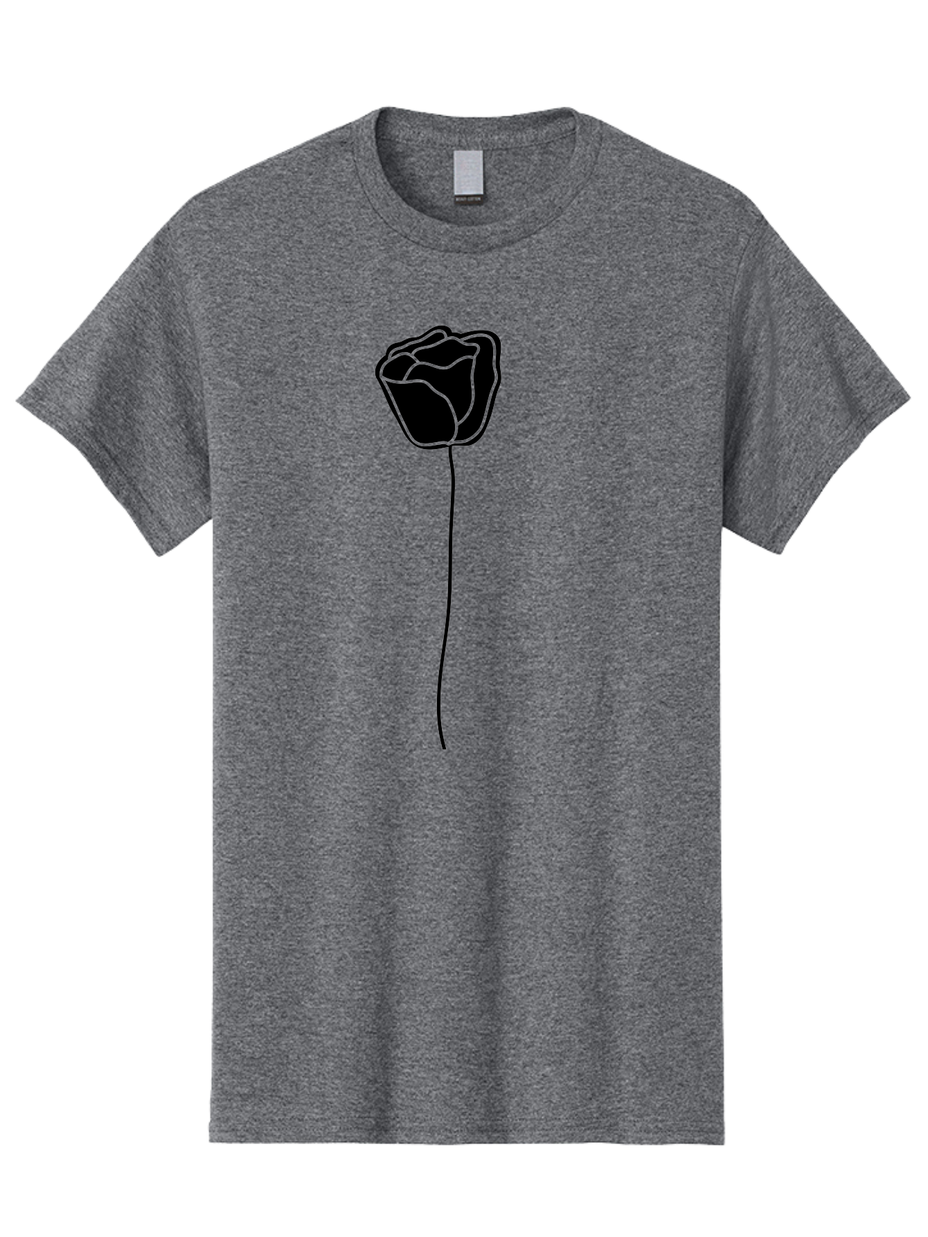 Rose-Illustration Men'S Graphic Tee, 100% Cotton, Comfortable Casual Summer Wear, Machine Washable, Black Rose Silhouette, Simple Line Art, Minimalist Design, Elegant Flower, Symbolic Rose, Modern Illustration, Bold Graphics Aac232 19