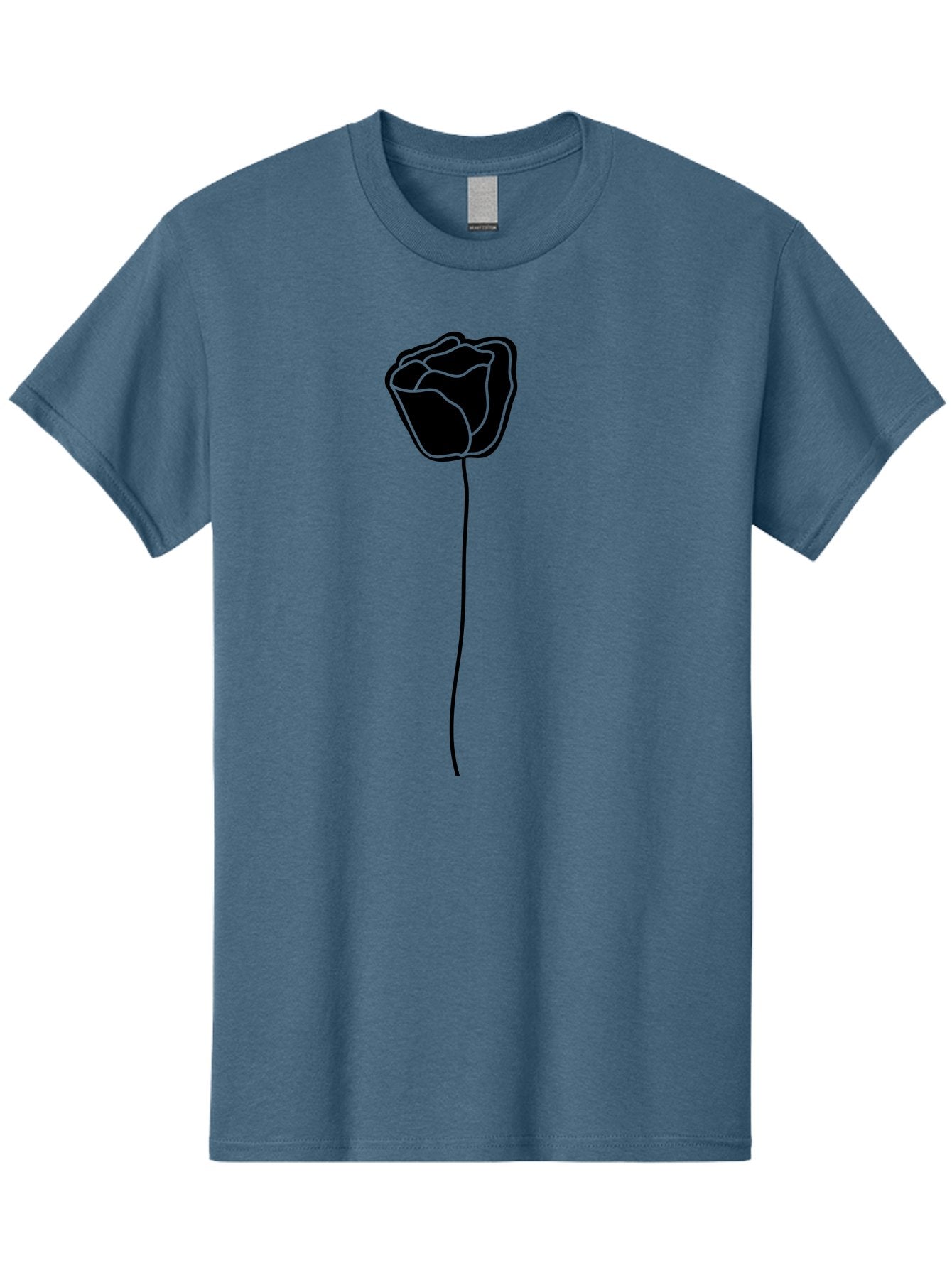 Rose-Illustration Men'S Graphic Tee, 100% Cotton, Comfortable Casual Summer Wear, Machine Washable, Black Rose Silhouette, Simple Line Art, Minimalist Design, Elegant Flower, Symbolic Rose, Modern Illustration, Bold Graphics Aac232 8