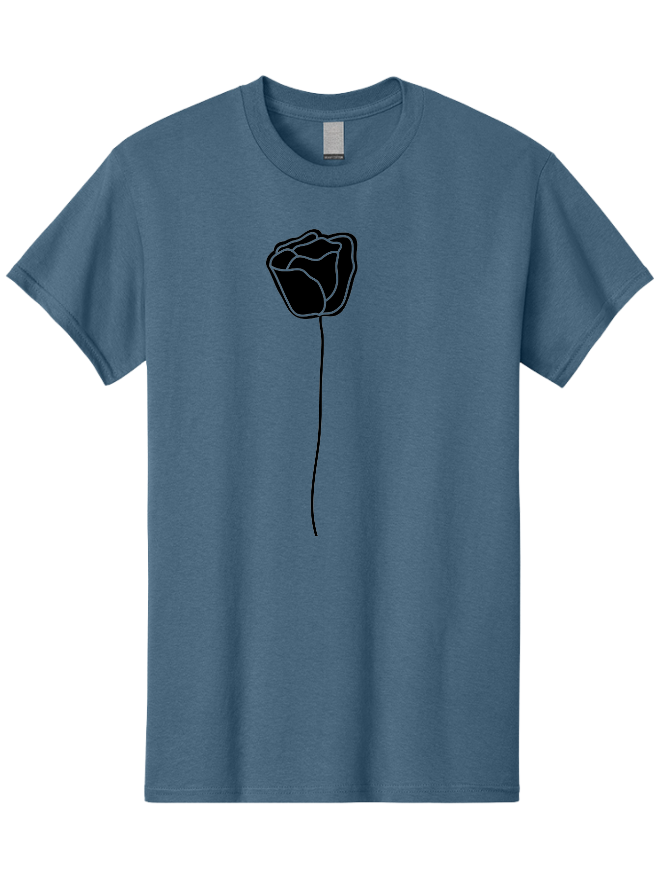 Rose-Illustration Men'S Graphic Tee, 100% Cotton, Comfortable Casual Summer Wear, Machine Washable, Black Rose Silhouette, Simple Line Art, Minimalist Design, Elegant Flower, Symbolic Rose, Modern Illustration, Bold Graphics Aac232 11