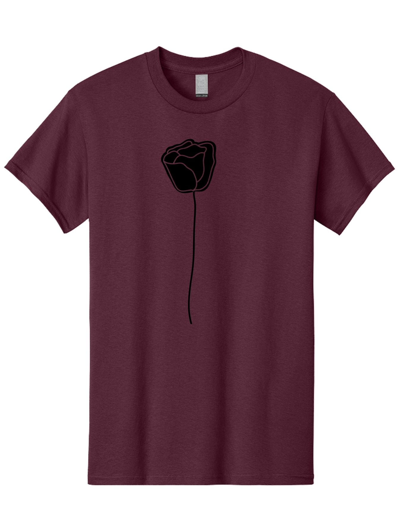 Rose-Illustration Men'S Graphic Tee, 100% Cotton, Comfortable Casual Summer Wear, Machine Washable, Black Rose Silhouette, Simple Line Art, Minimalist Design, Elegant Flower, Symbolic Rose, Modern Illustration, Bold Graphics Aac232 4
