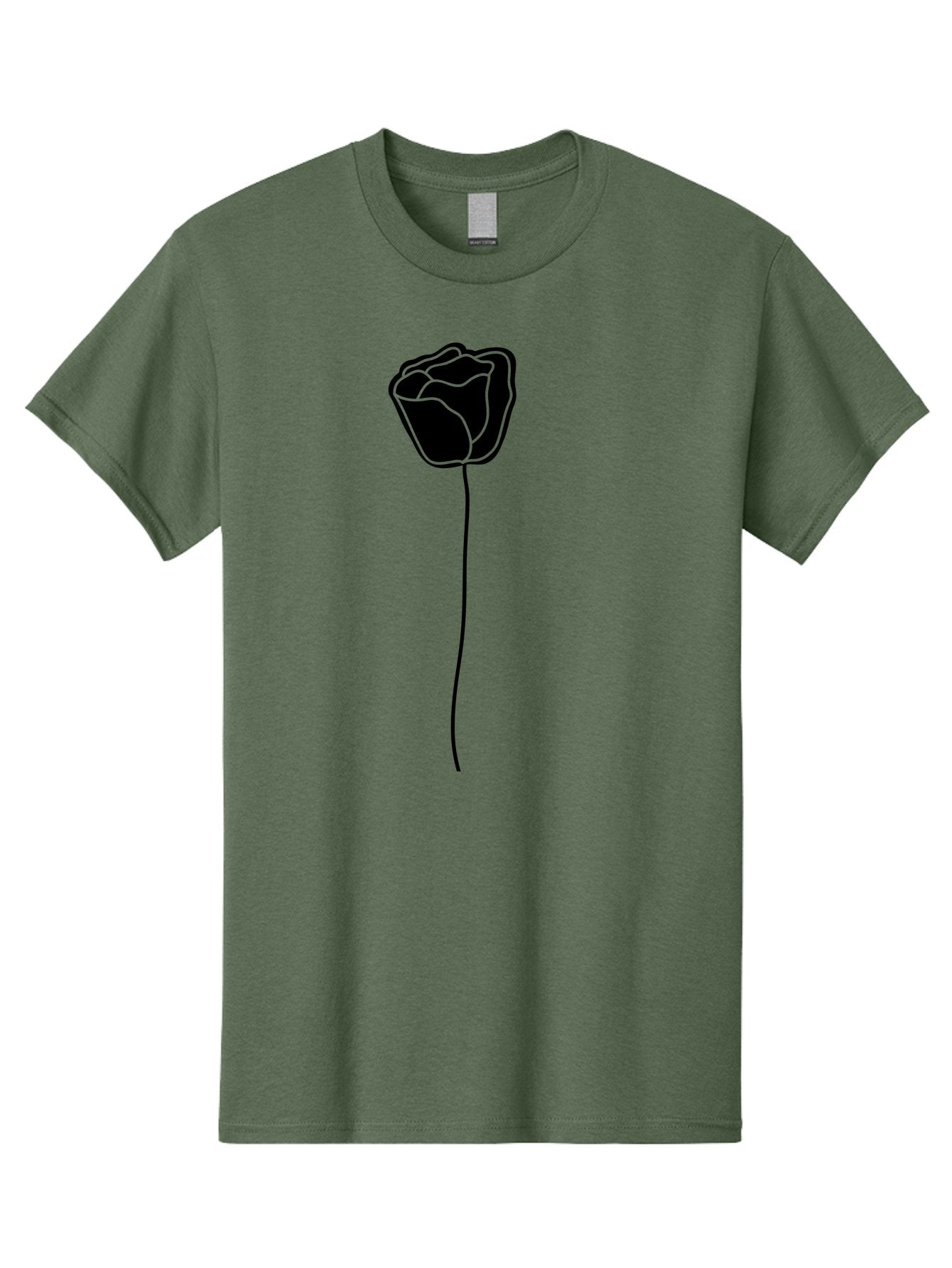 Rose-Illustration Men'S Graphic Tee, 100% Cotton, Comfortable Casual Summer Wear, Machine Washable, Black Rose Silhouette, Simple Line Art, Minimalist Design, Elegant Flower, Symbolic Rose, Modern Illustration, Bold Graphics Aac232 12