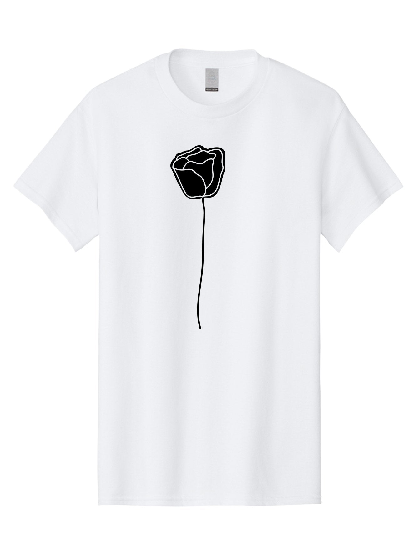 Rose-Illustration Men'S Graphic Tee, 100% Cotton, Comfortable Casual Summer Wear, Machine Washable, Black Rose Silhouette, Simple Line Art, Minimalist Design, Elegant Flower, Symbolic Rose, Modern Illustration, Bold Graphics Aac232 14