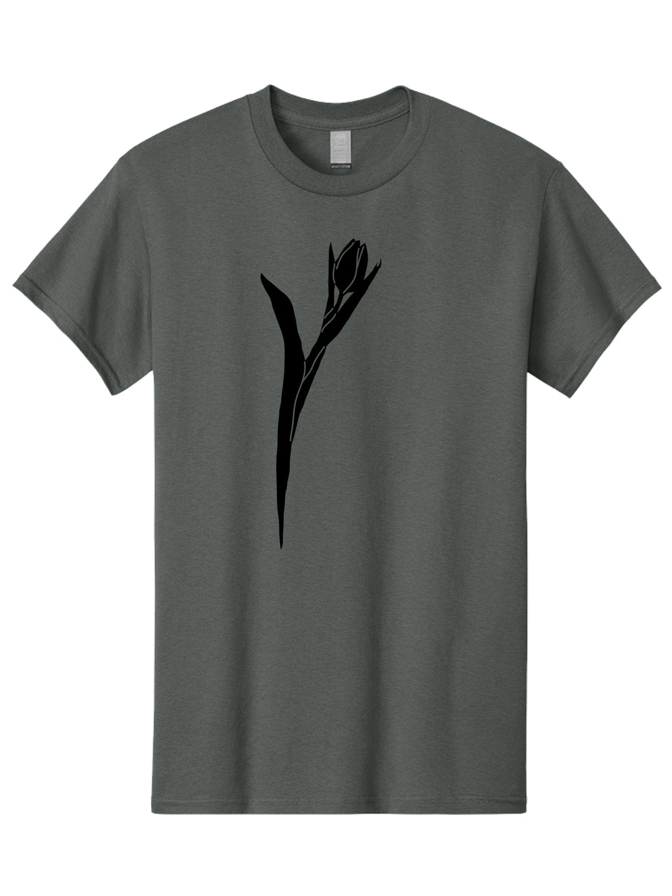 Rose-Silhouette Men'S Graphic Tee, 100% Cotton, Comfortable Casual Summer Wear, Machine Washable, Simple Rose Silhouette, Minimalist Design, Black Rose, Green Background, Monochrome Artwork, Elegant Graphics, Floral Symbol Aac234