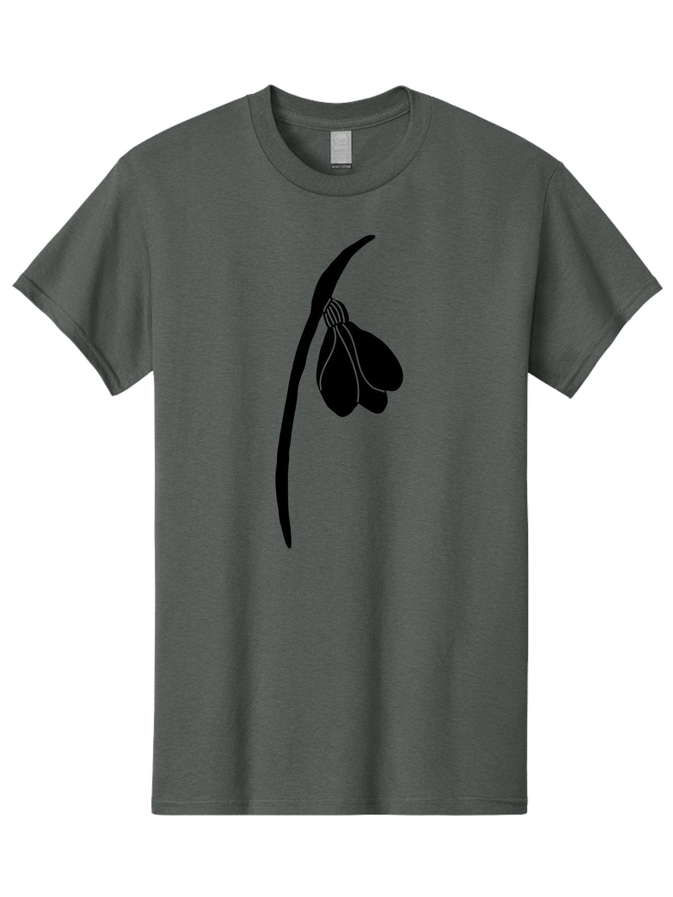 Snowdrop-Silhouette Men'S Graphic Tee, 100% Cotton, Comfortable Casual Summer Wear, Machine Washable, Snowdrop Flower, Minimalist Design, Simple Elegance, Black Silhouette, Floral Motif, Delicate Features, Subtle Lines, Flower Illustration Aac237 9