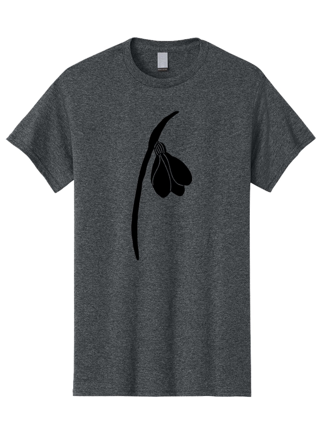 Snowdrop-Silhouette Men'S Graphic Tee, 100% Cotton, Comfortable Casual Summer Wear, Machine Washable, Snowdrop Flower, Minimalist Design, Simple Elegance, Black Silhouette, Floral Motif, Delicate Features, Subtle Lines, Flower Illustration Aac237 4
