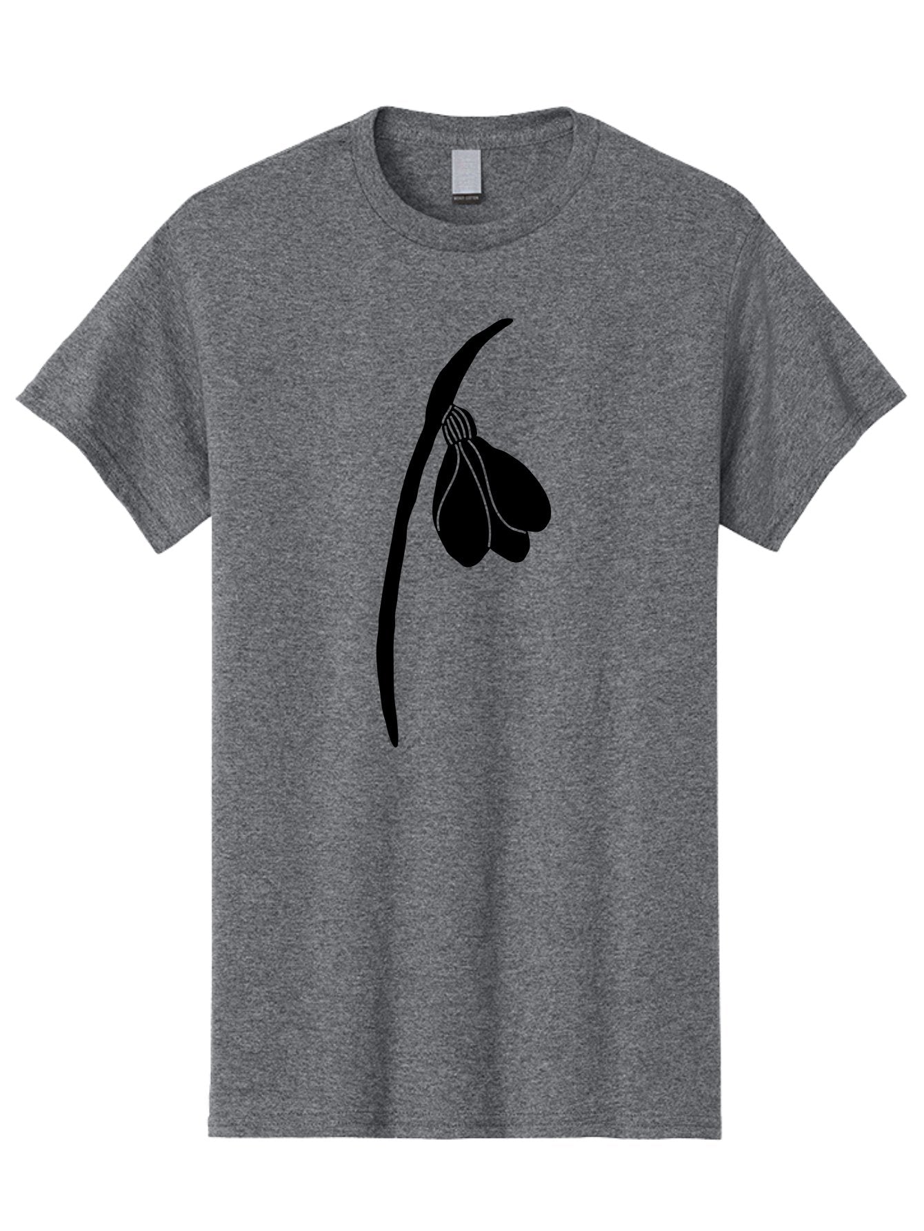 Snowdrop-Silhouette Men'S Graphic Tee, 100% Cotton, Comfortable Casual Summer Wear, Machine Washable, Snowdrop Flower, Minimalist Design, Simple Elegance, Black Silhouette, Floral Motif, Delicate Features, Subtle Lines, Flower Illustration Aac237 12