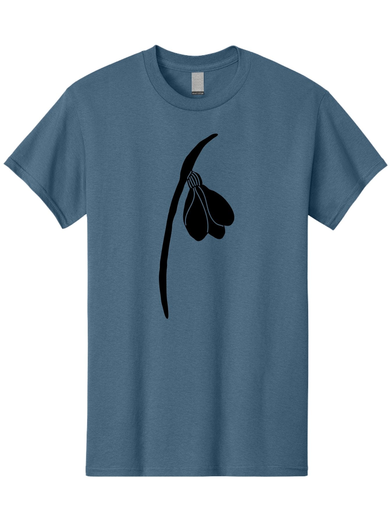 Snowdrop-Silhouette Men'S Graphic Tee, 100% Cotton, Comfortable Casual Summer Wear, Machine Washable, Snowdrop Flower, Minimalist Design, Simple Elegance, Black Silhouette, Floral Motif, Delicate Features, Subtle Lines, Flower Illustration Aac237