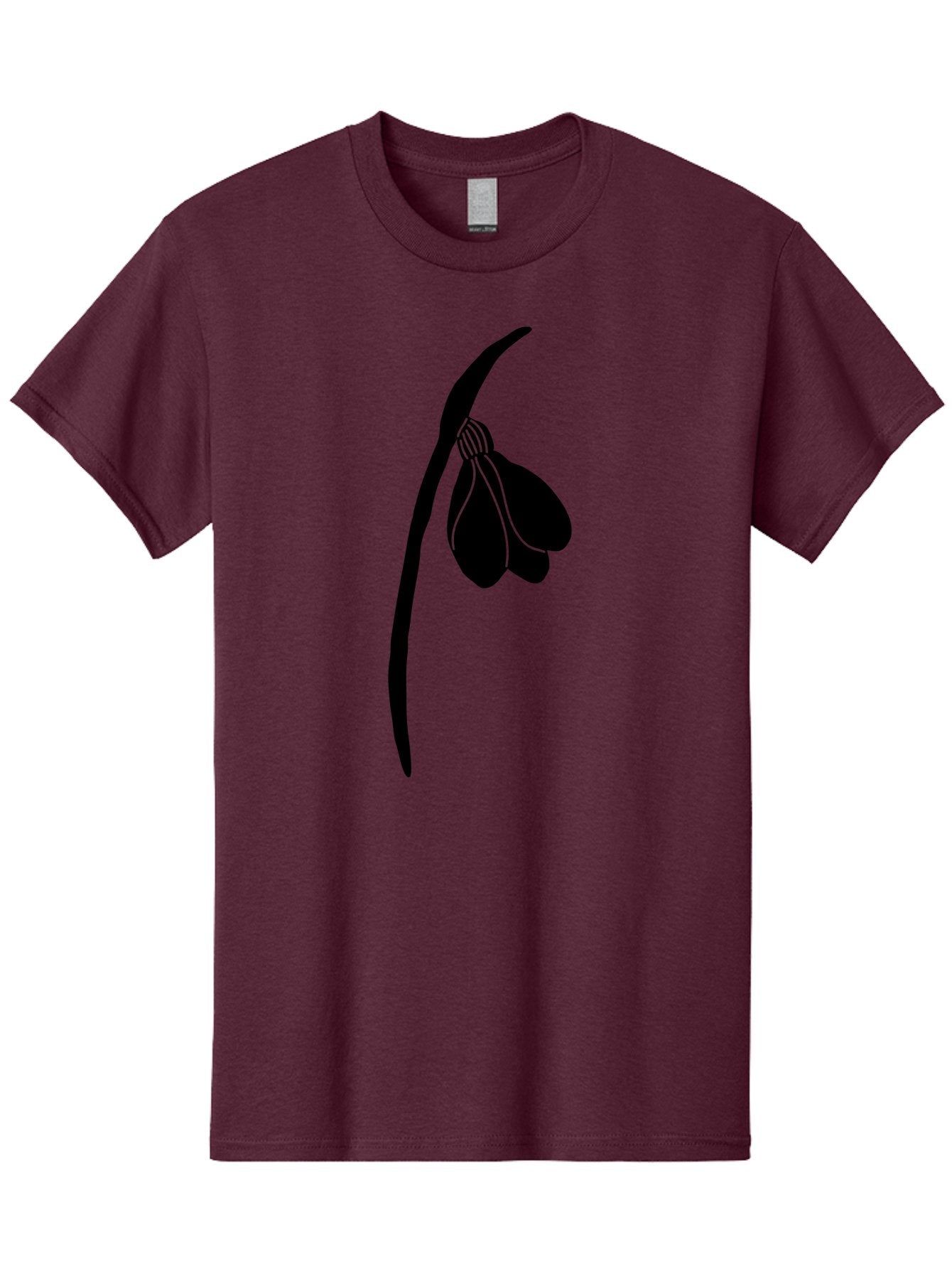 Snowdrop-Silhouette Men'S Graphic Tee, 100% Cotton, Comfortable Casual Summer Wear, Machine Washable, Snowdrop Flower, Minimalist Design, Simple Elegance, Black Silhouette, Floral Motif, Delicate Features, Subtle Lines, Flower Illustration Aac237 7