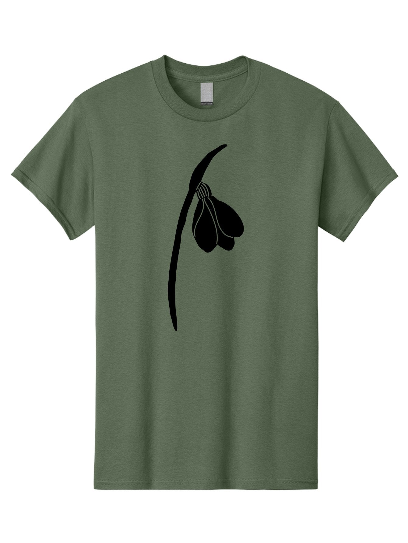 Snowdrop-Silhouette Men'S Graphic Tee, 100% Cotton, Comfortable Casual Summer Wear, Machine Washable, Snowdrop Flower, Minimalist Design, Simple Elegance, Black Silhouette, Floral Motif, Delicate Features, Subtle Lines, Flower Illustration Aac237 13