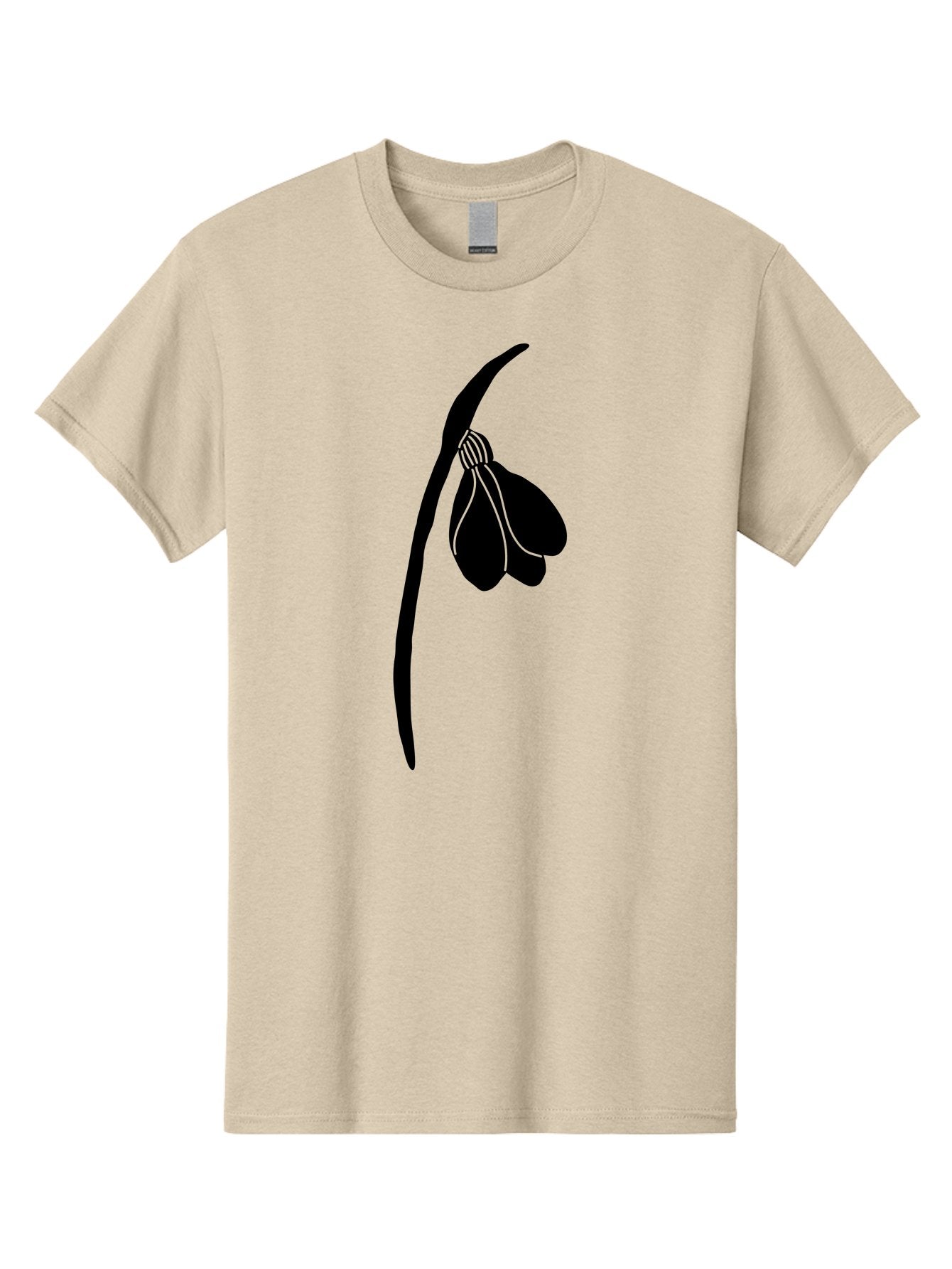 Snowdrop-Silhouette Men'S Graphic Tee, 100% Cotton, Comfortable Casual Summer Wear, Machine Washable, Snowdrop Flower, Minimalist Design, Simple Elegance, Black Silhouette, Floral Motif, Delicate Features, Subtle Lines, Flower Illustration Aac237 6