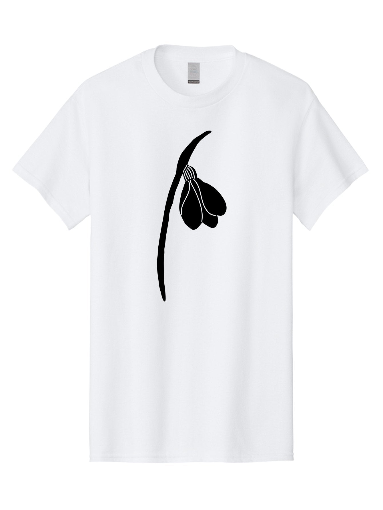 Snowdrop-Silhouette Men'S Graphic Tee, 100% Cotton, Comfortable Casual Summer Wear, Machine Washable, Snowdrop Flower, Minimalist Design, Simple Elegance, Black Silhouette, Floral Motif, Delicate Features, Subtle Lines, Flower Illustration Aac237 3