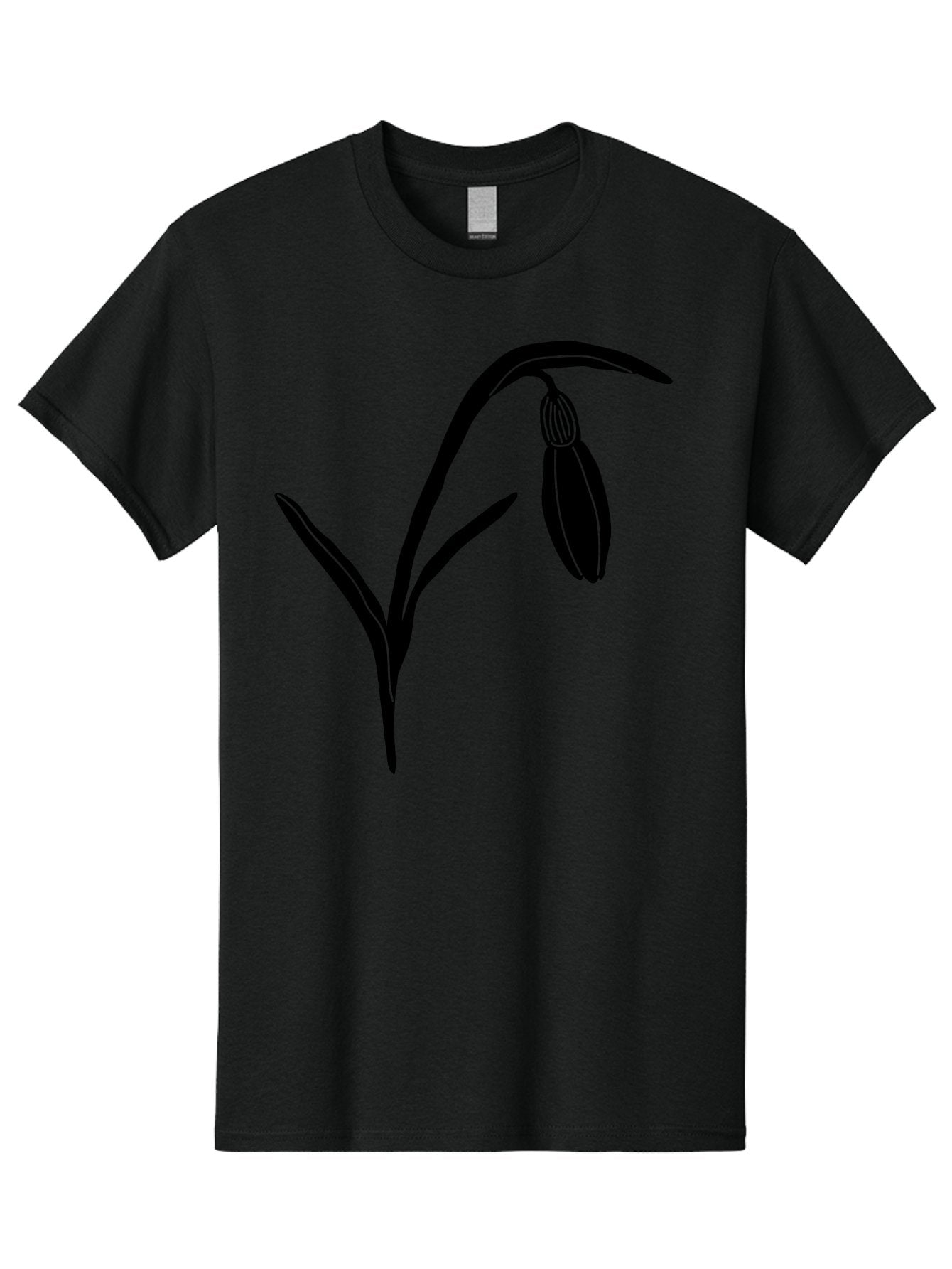 Snowdrop Men'S Graphic Tee, 100% Cotton, Comfortable Casual Summer Wear, Machine Washable, Snowdrop Flower, Minimalist Design, Simple Graphics, Black Silhouette, Floral Illustration, Spring Flowers, Botanical Art, Elegant Lines Aac238 7