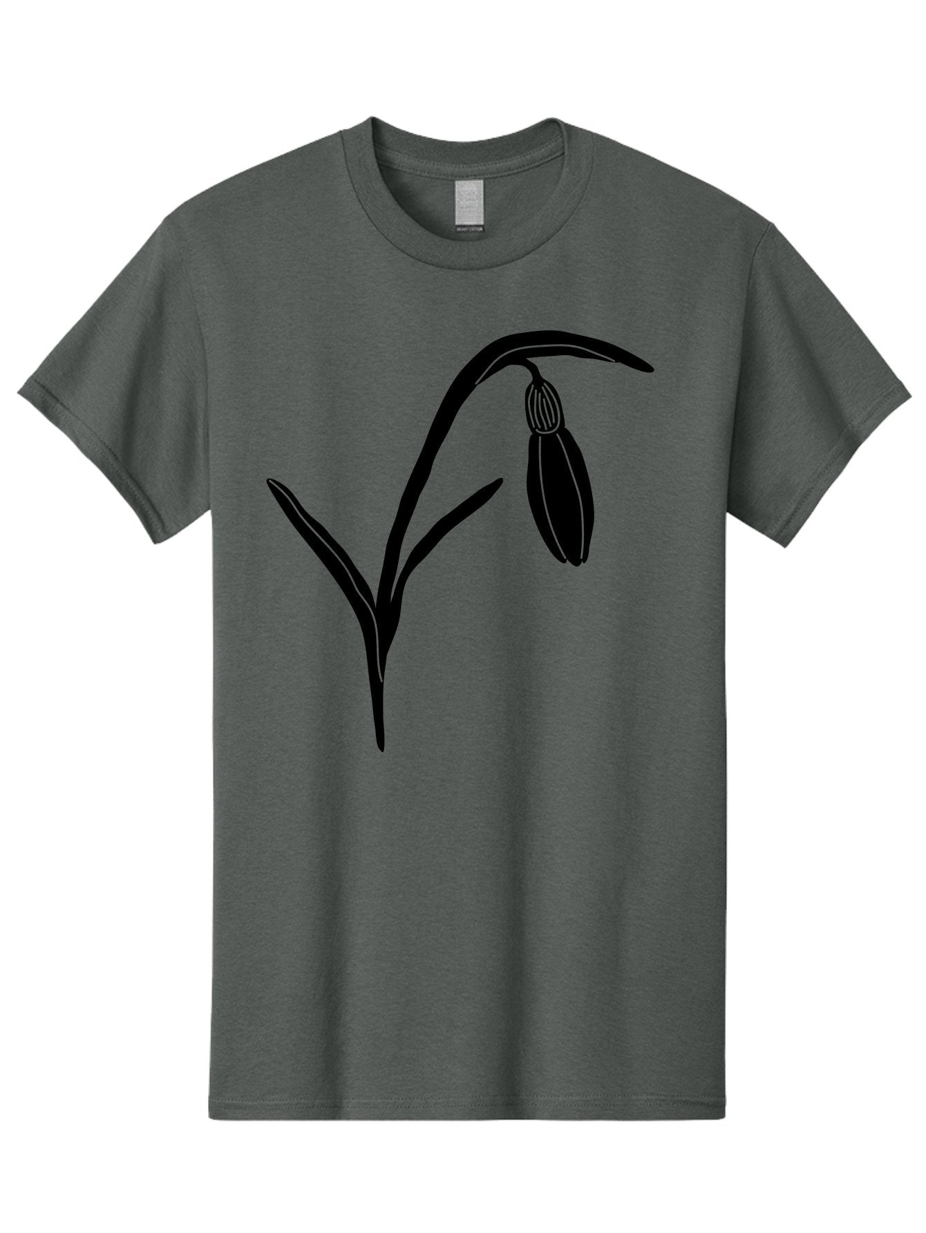 Snowdrop Men'S Graphic Tee, 100% Cotton, Comfortable Casual Summer Wear, Machine Washable, Snowdrop Flower, Minimalist Design, Simple Graphics, Black Silhouette, Floral Illustration, Spring Flowers, Botanical Art, Elegant Lines Aac238 5