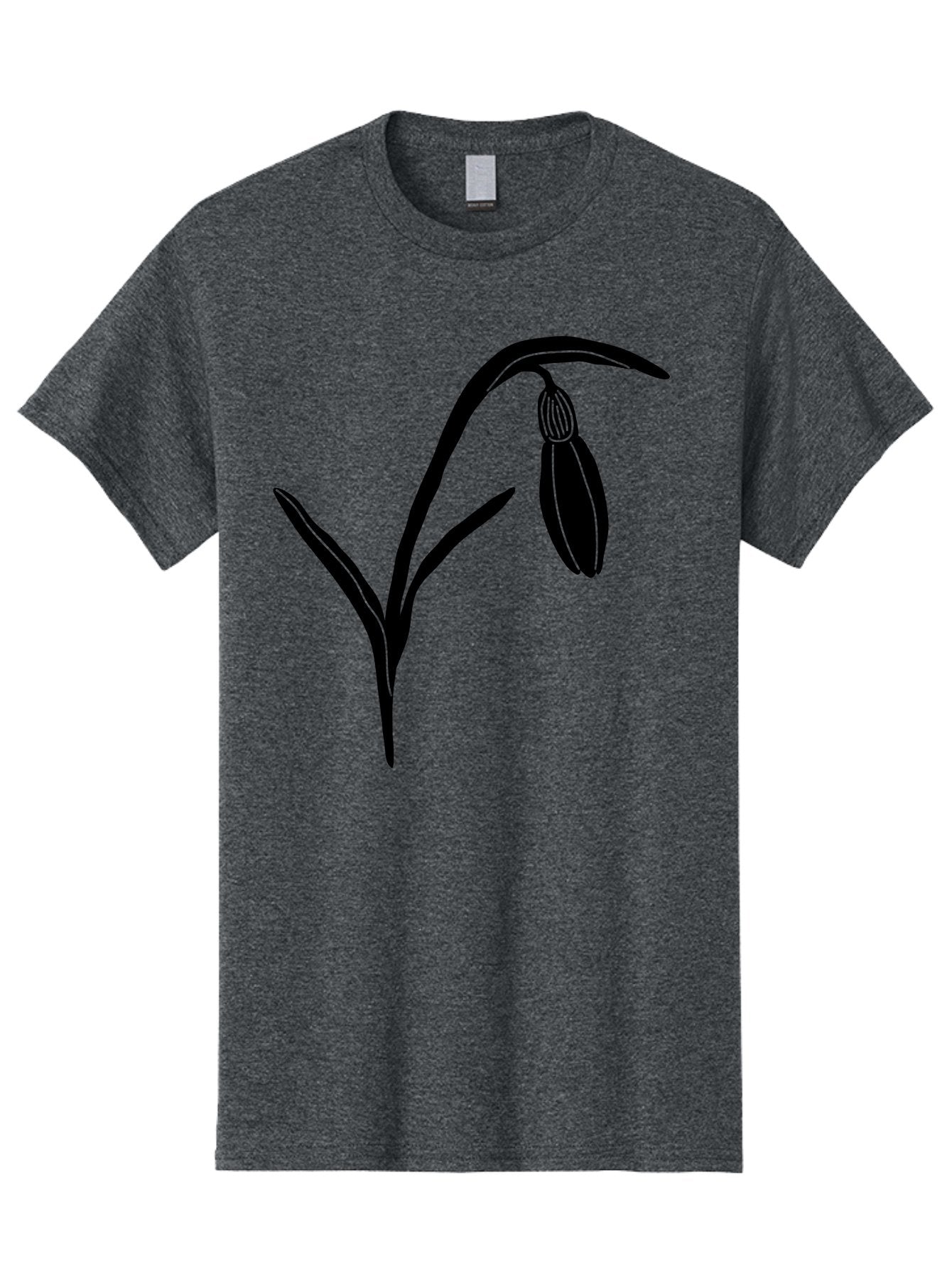 Snowdrop Men'S Graphic Tee, 100% Cotton, Comfortable Casual Summer Wear, Machine Washable, Snowdrop Flower, Minimalist Design, Simple Graphics, Black Silhouette, Floral Illustration, Spring Flowers, Botanical Art, Elegant Lines Aac238 3